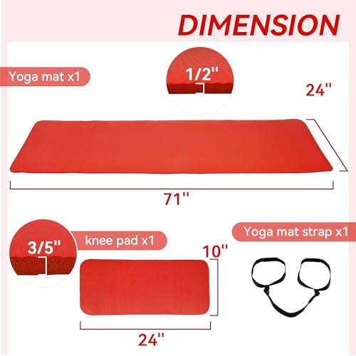 1/2" High-Density Yoga Mat with Strap