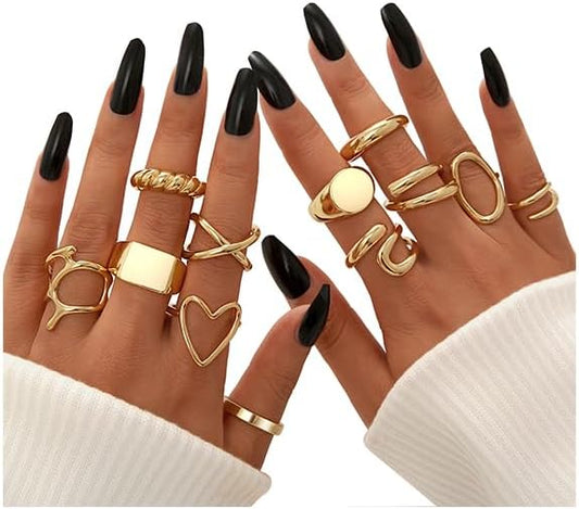 12-Piece Gold Stackable Rings
