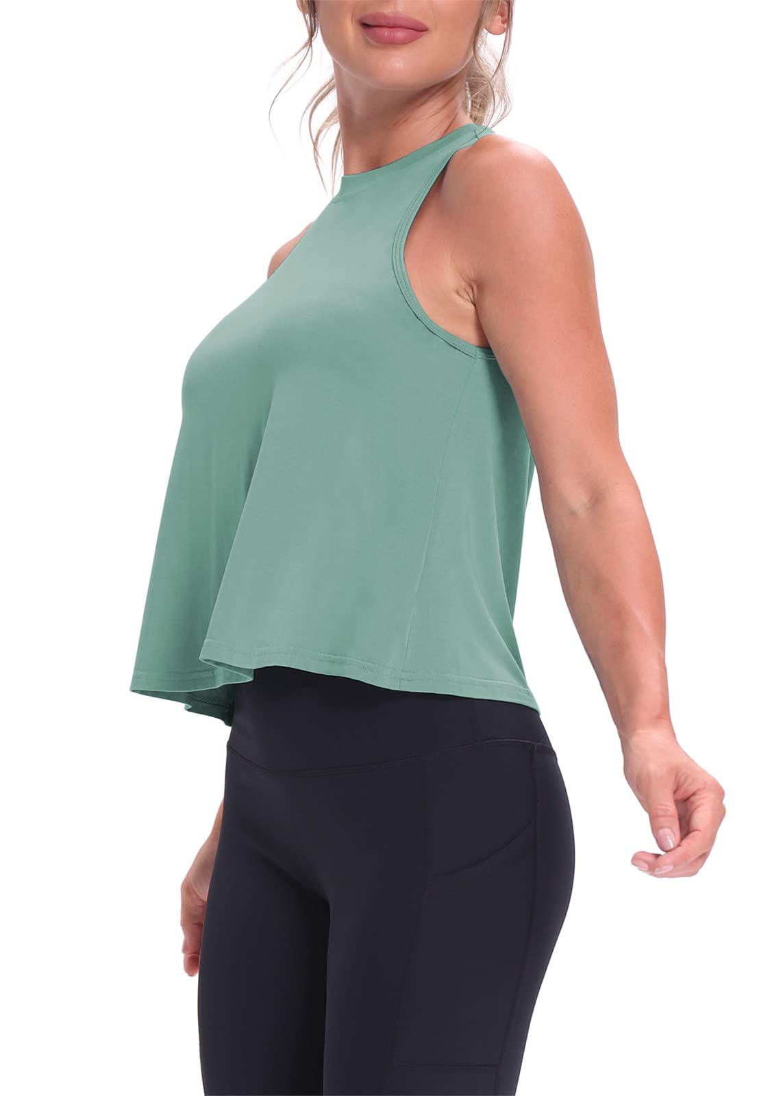Mippo Women’s Flowy Cropped Workout Tank Top