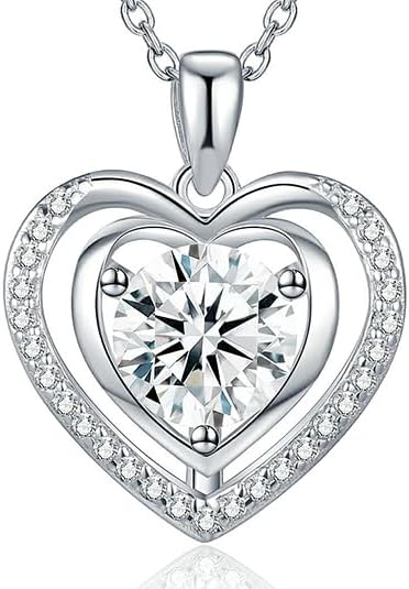 Diamond Heart Pendant & Moissanite Earrings Set