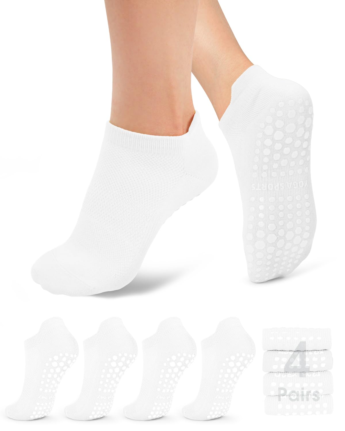 YeuG Non-Slip Pilates Socks for Women (4/6 Pairs)
