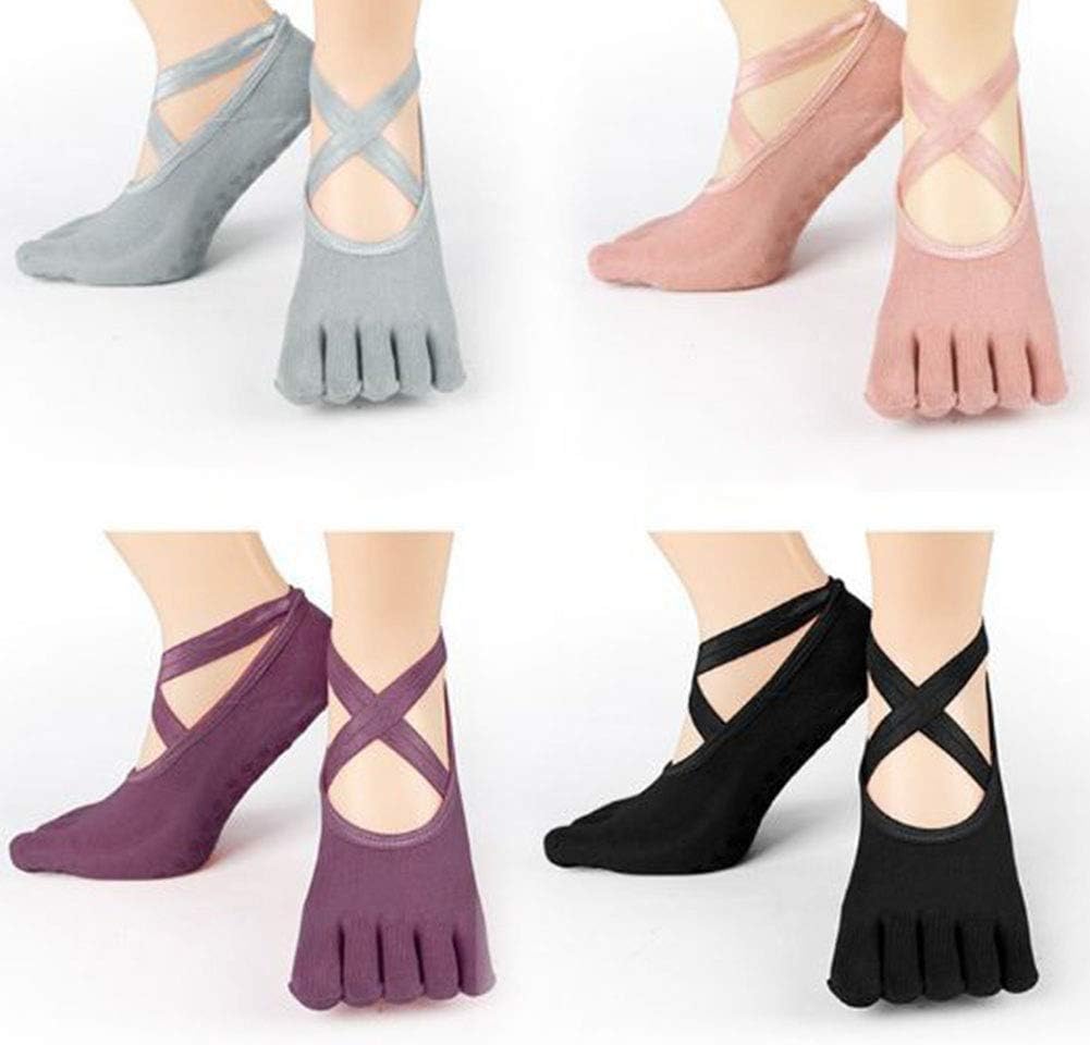 GEZICHTA Non-Slip Yoga Socks (Black, 1 Pair)