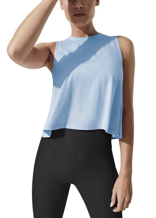 Mippo Women’s Flowy Cropped Workout Tank Top