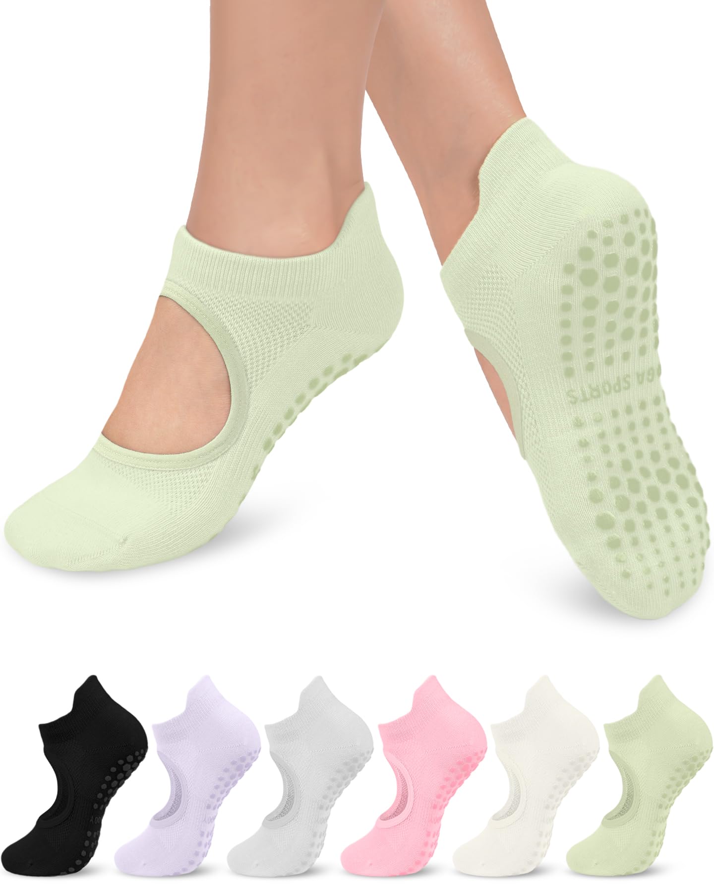 6 Pairs Women’s Non-Slip Pilates & Yoga Socks