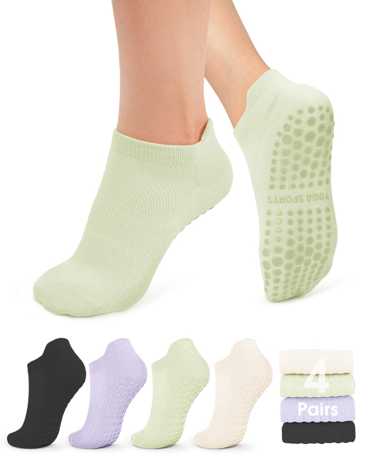 YeuG Non-Slip Pilates Socks for Women (4/6 Pairs)