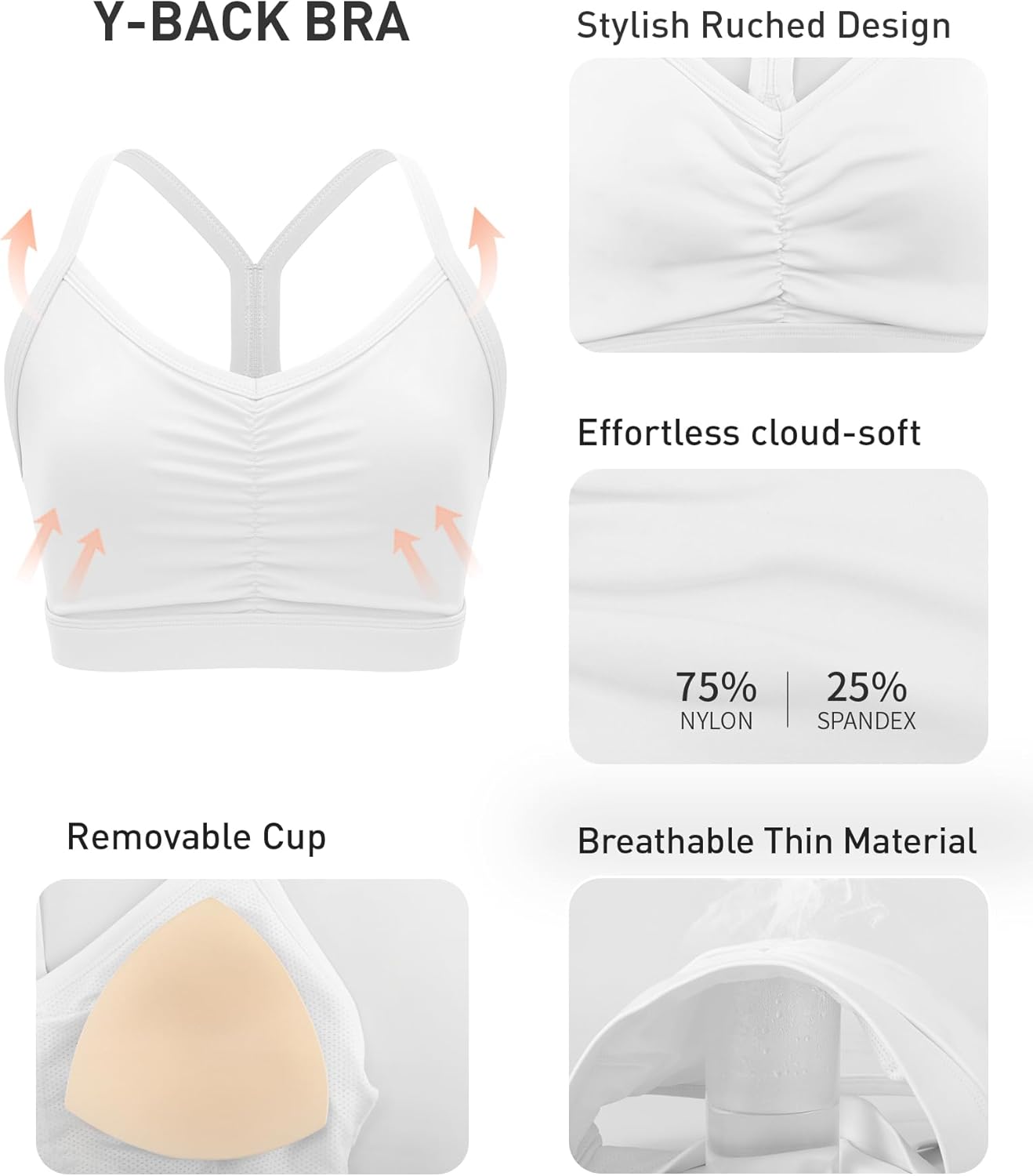RUNNING GIRL Ruched V-Neck Sports Bra