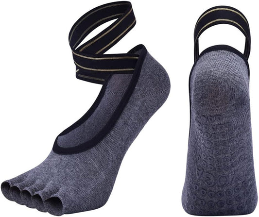 Women’s Toeless Yoga Pilates Grip Socks with Straps
