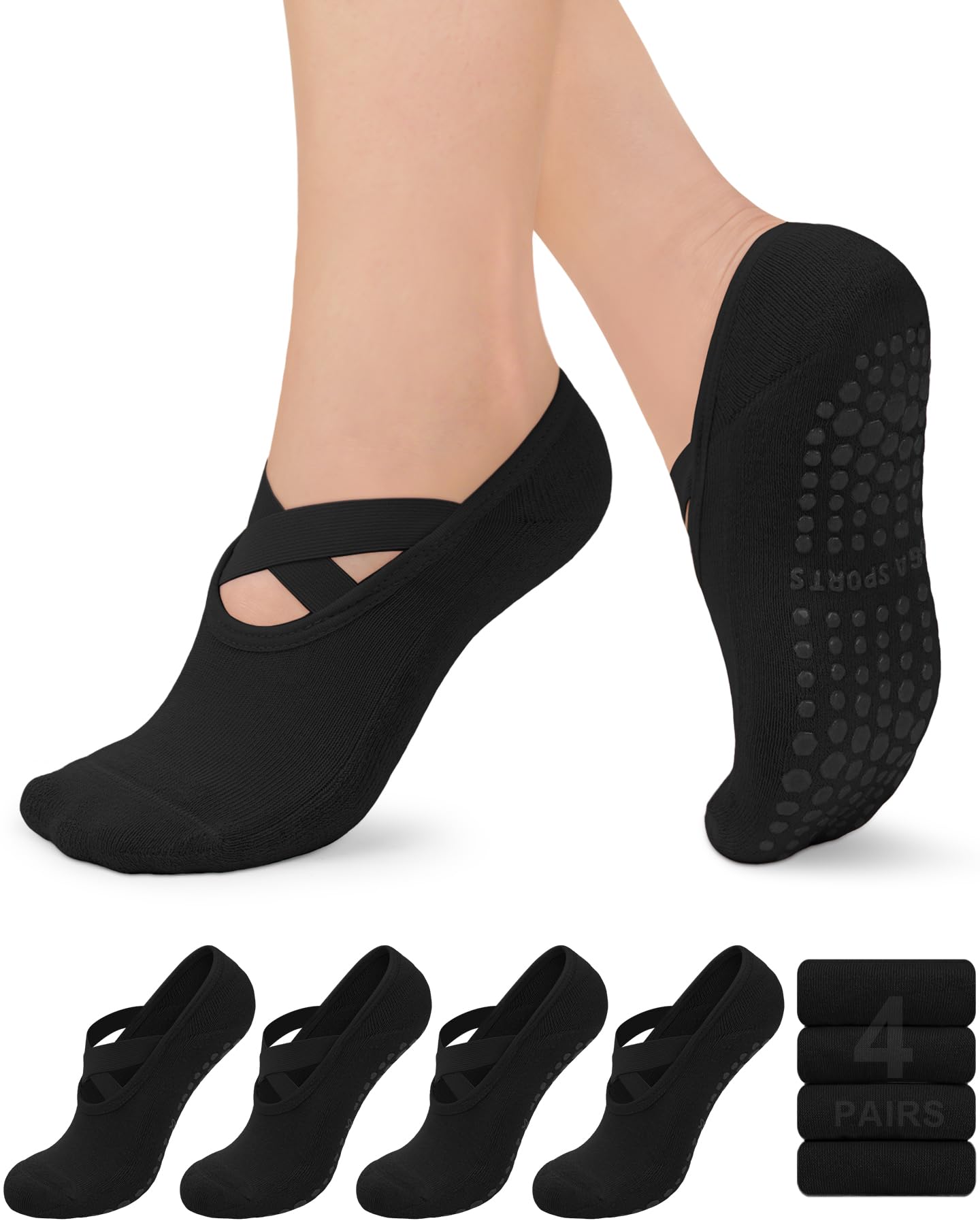 YeuG Non-Slip Pilates Socks for Women (4/6 Pairs)