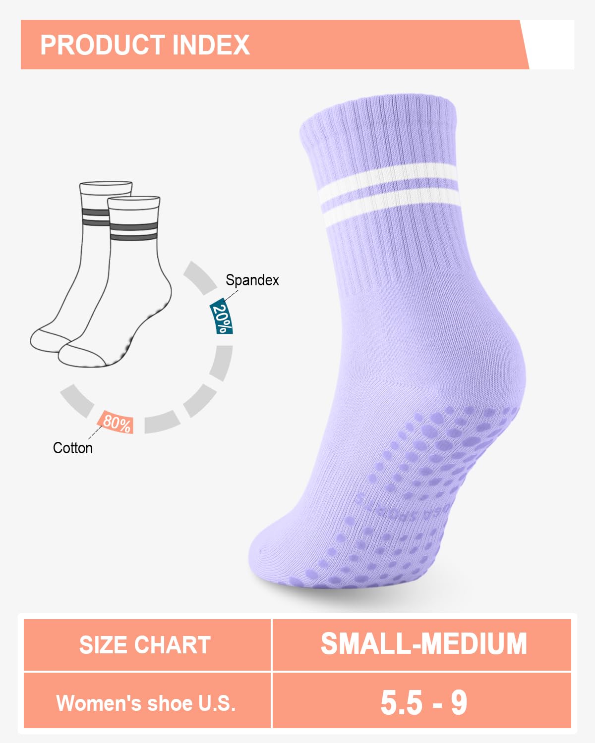 6 Pairs Women’s Non-Slip Pilates & Yoga Socks