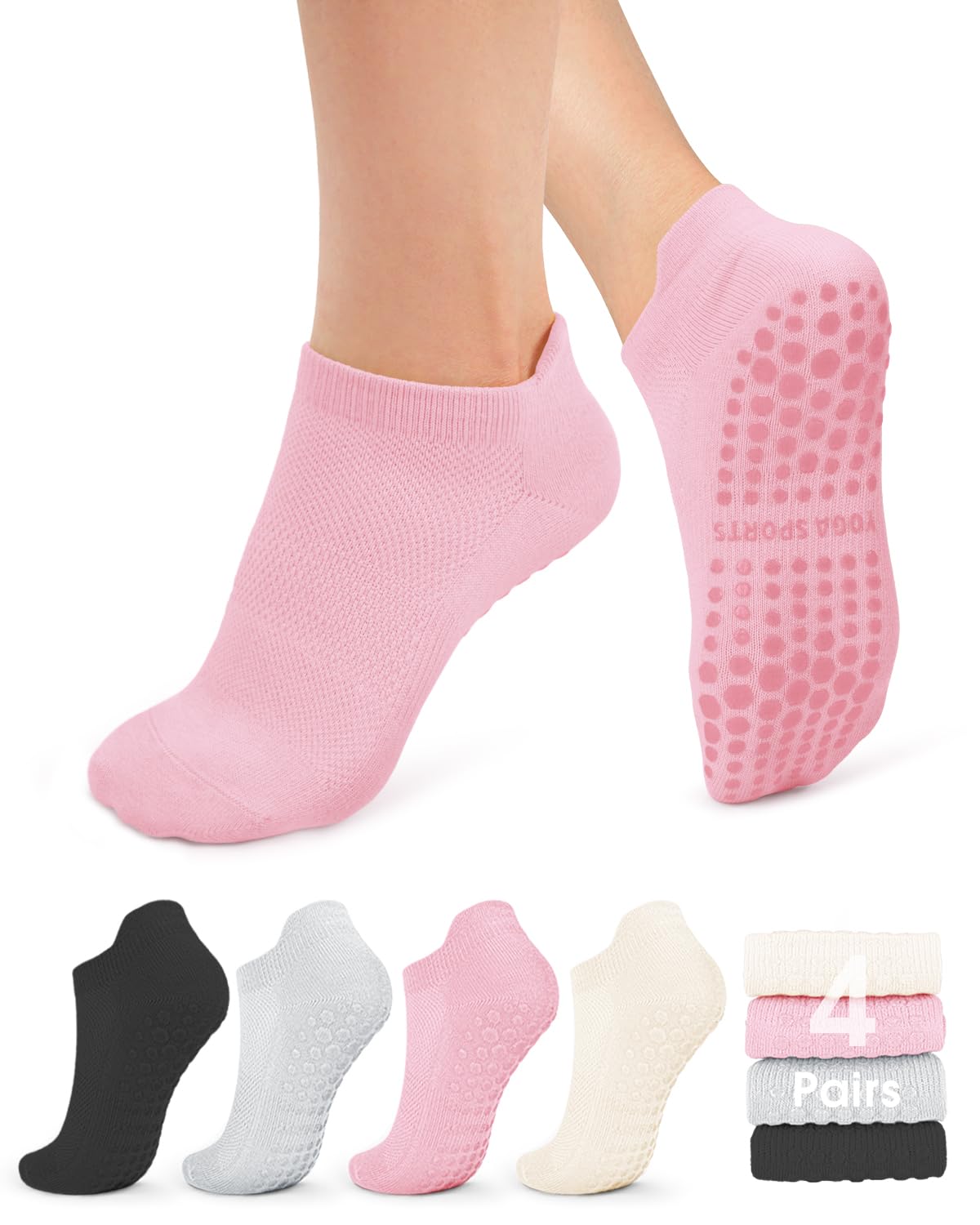 YeuG Non-Slip Pilates Socks for Women (4/6 Pairs)