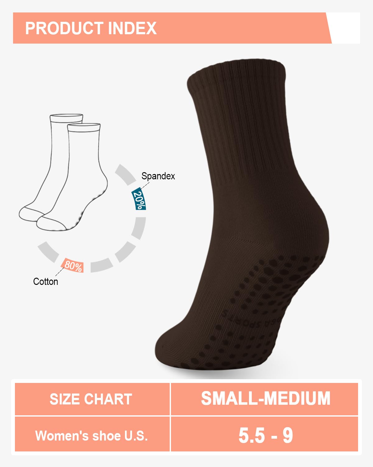 6 Pairs Women’s Non-Slip Pilates & Yoga Socks