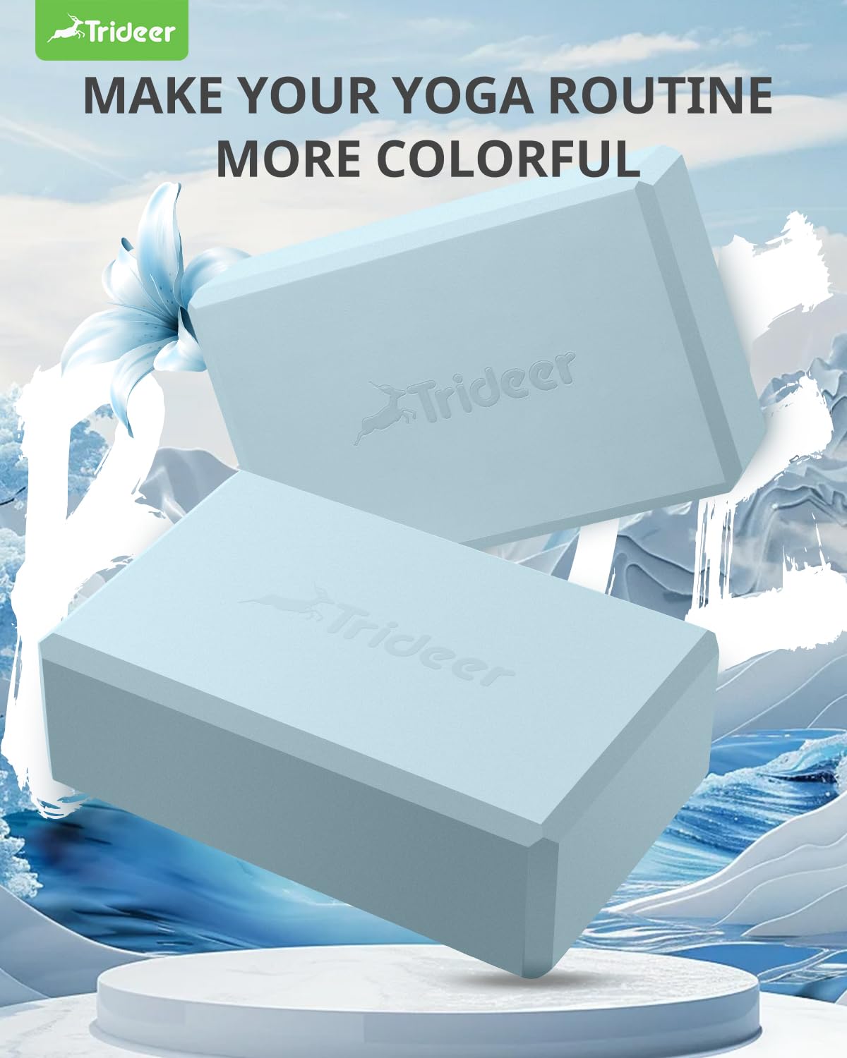Trideer Yoga Blocks 2-Pack – Non-Slip Foam