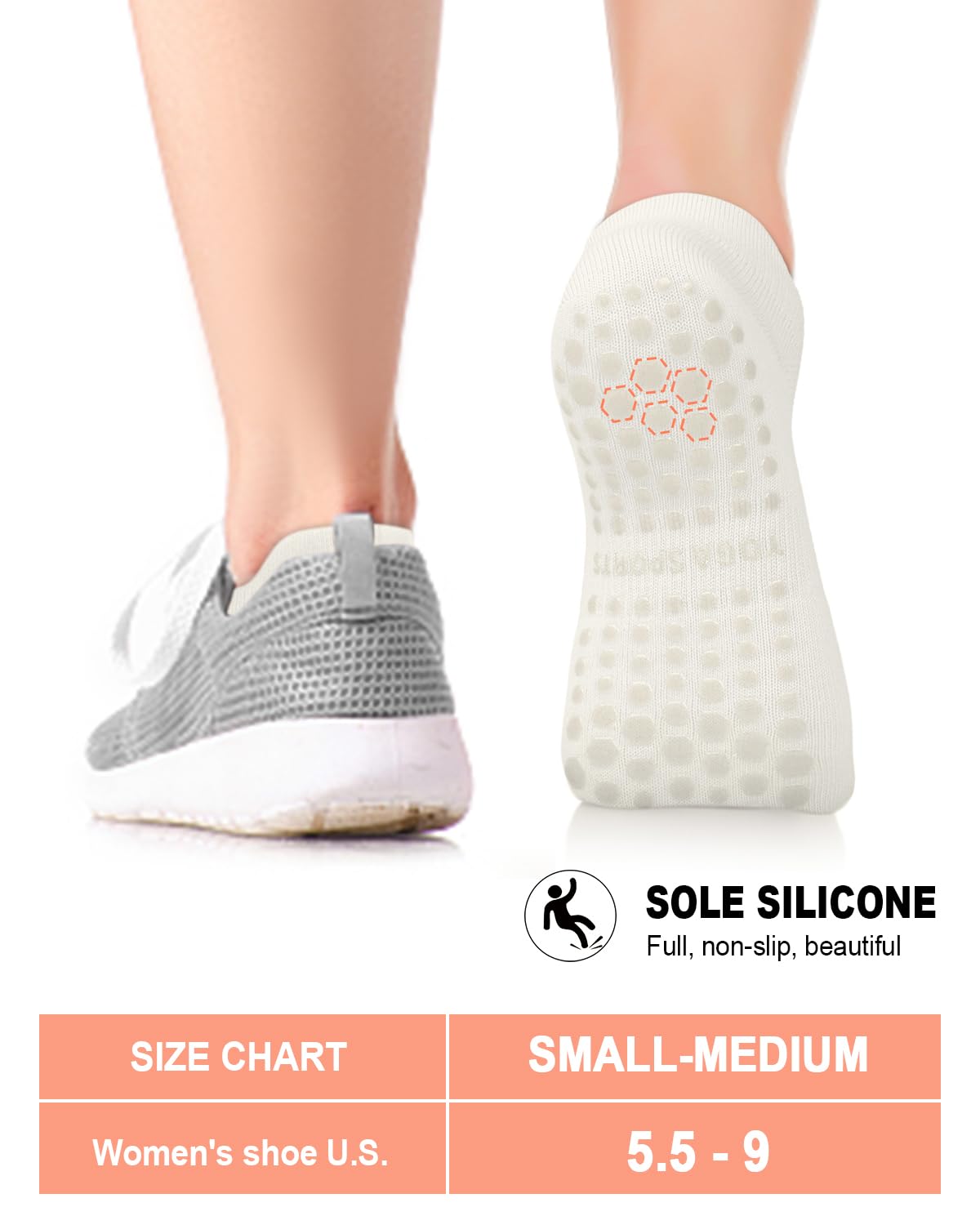 6 Pairs Women’s Non-Slip Pilates & Yoga Socks