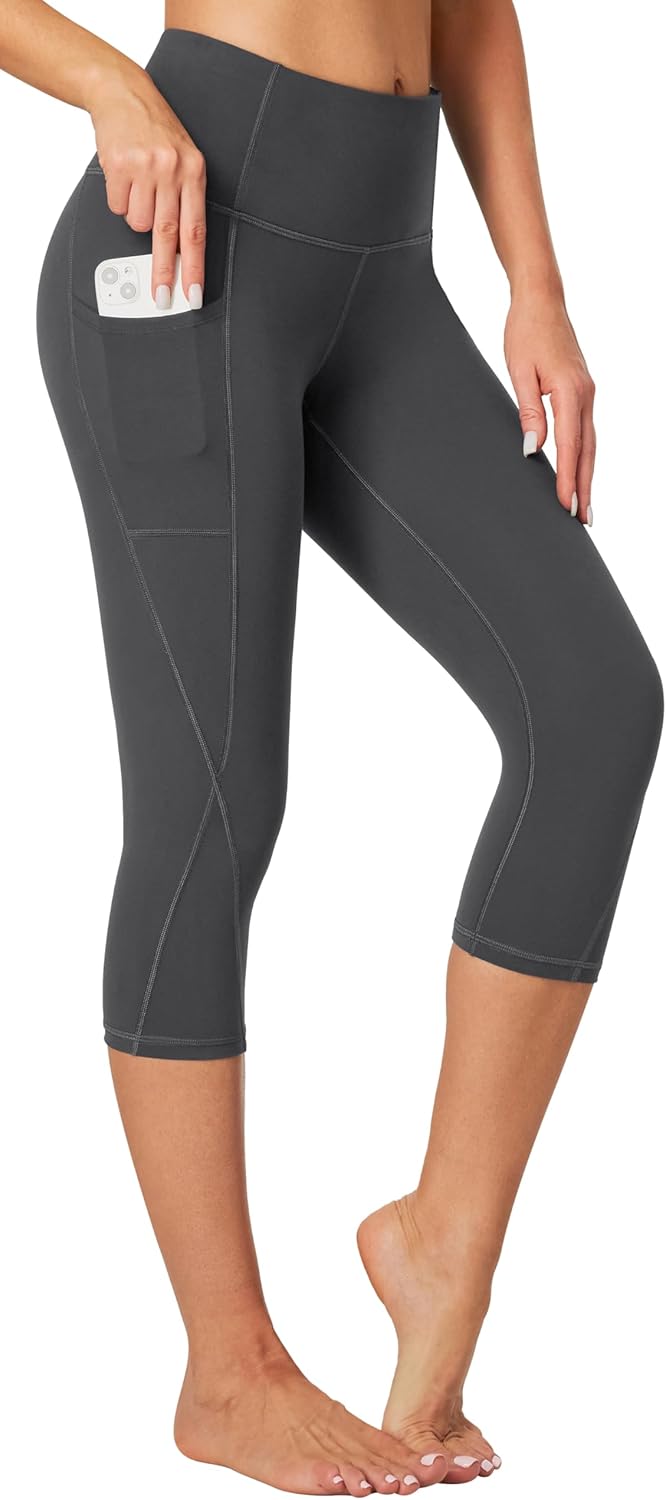 Heathyoga Women’s Capri Leggings with Pockets