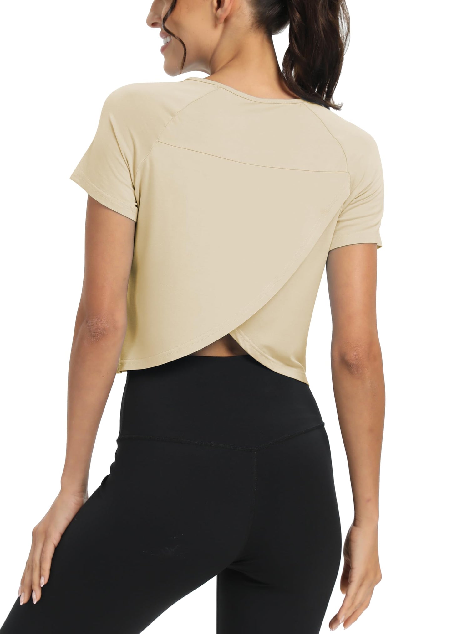 Mippo Women’s Cropped Split Back Workout Top