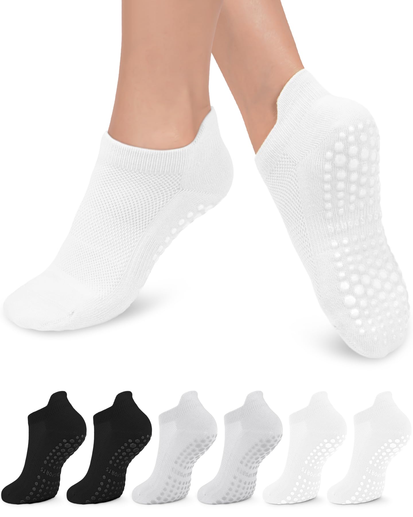 6 Pairs Women’s Non-Slip Pilates & Yoga Socks
