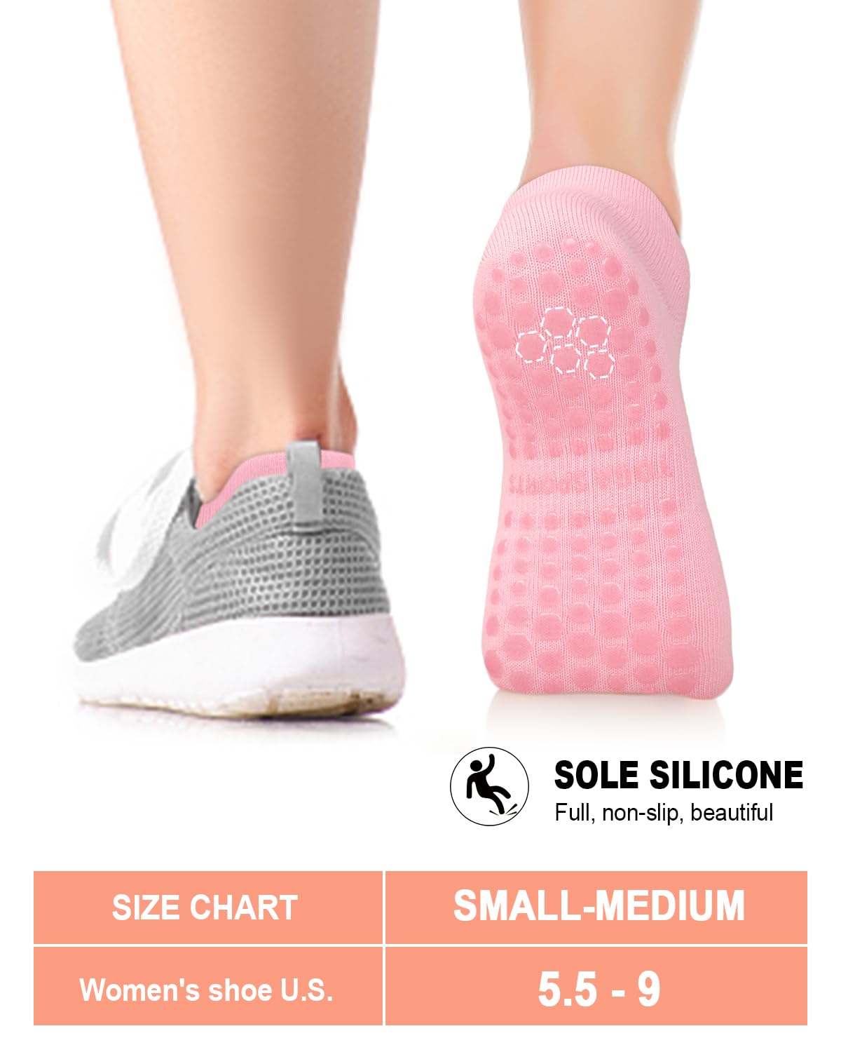 6 Pairs Women’s Non-Slip Pilates & Yoga Socks