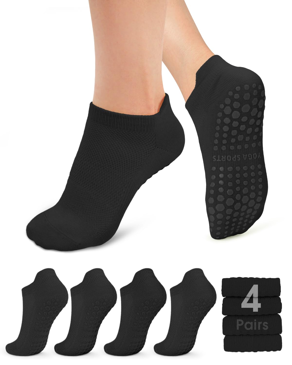 YeuG Non-Slip Pilates Socks for Women (4/6 Pairs)