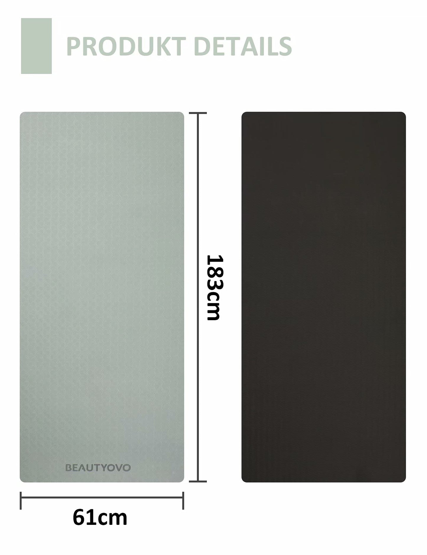 BEAUTYOVO 1/3" Thick Non-Slip Yoga Mat with Strap