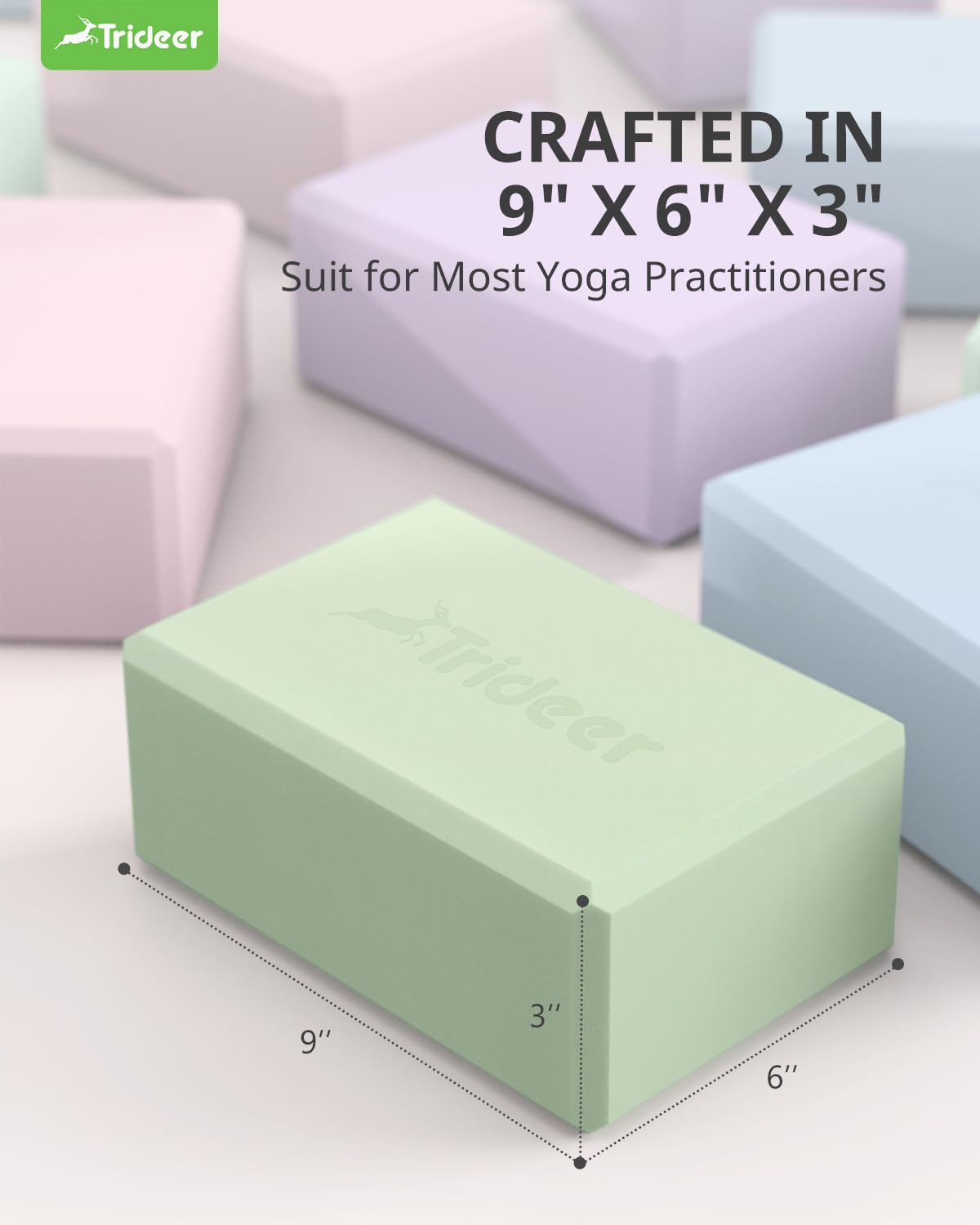 Trideer Yoga Blocks 2-Pack – Non-Slip Foam
