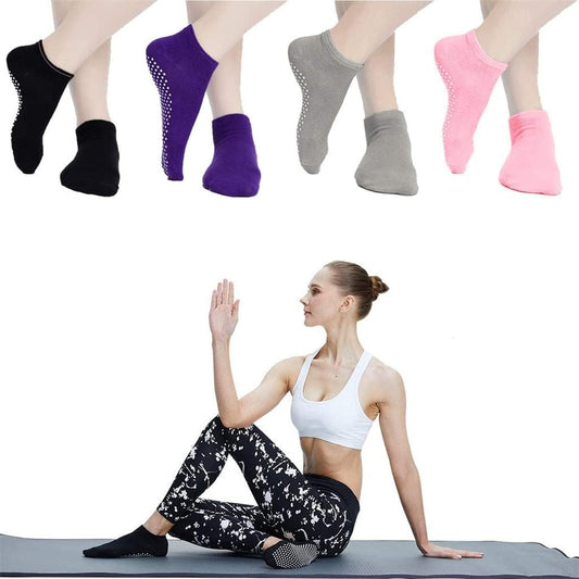 4 Pack Women’s Non-Slip Pilates Barre Yoga Socks