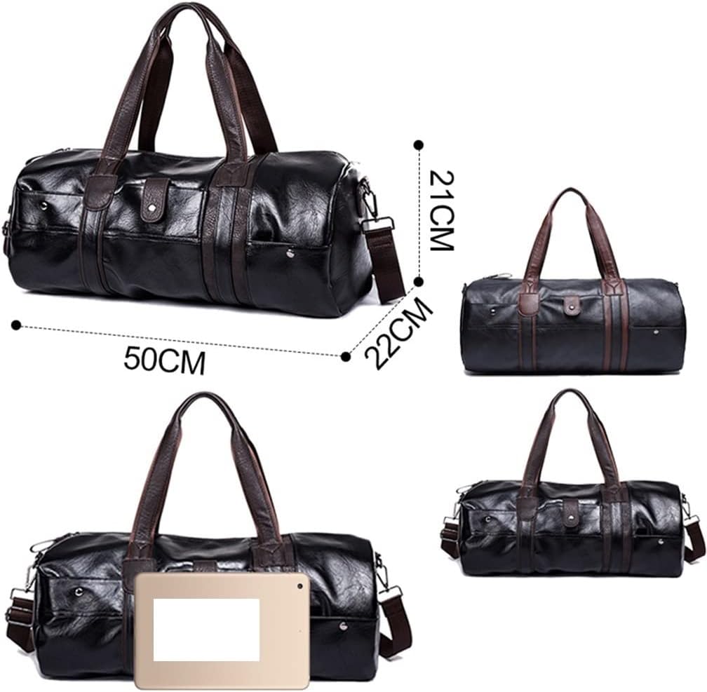 Men’s PU Leather Cylindrical Sports Gym & Travel Bag – Blue