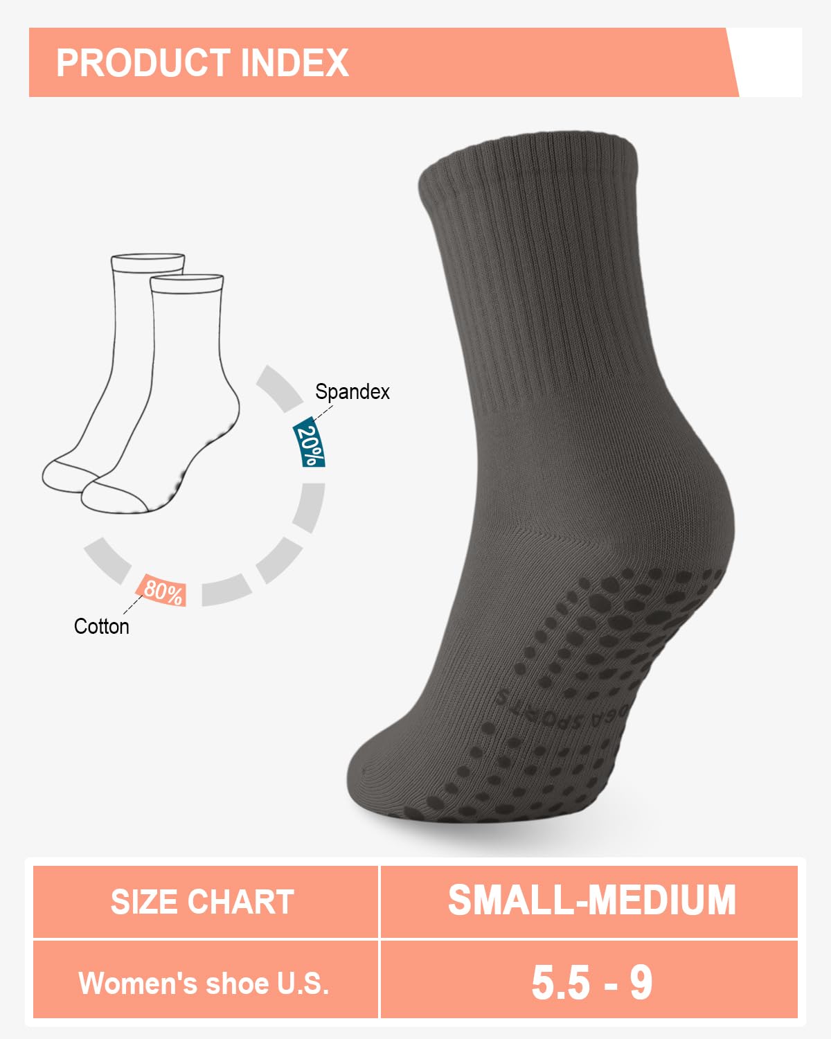 6 Pairs Women’s Non-Slip Pilates & Yoga Socks
