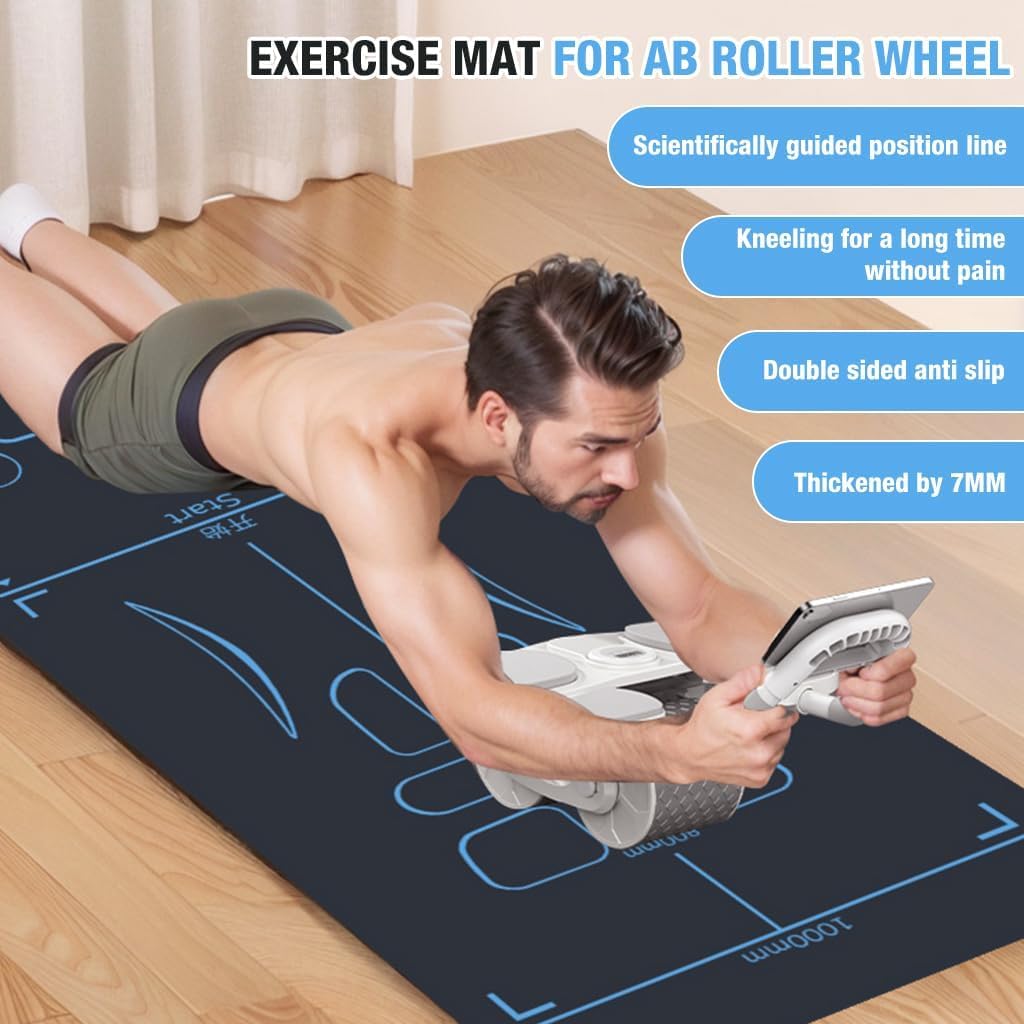 Non-Slip 7mm Exercise & Ab Roller Mat with Bag