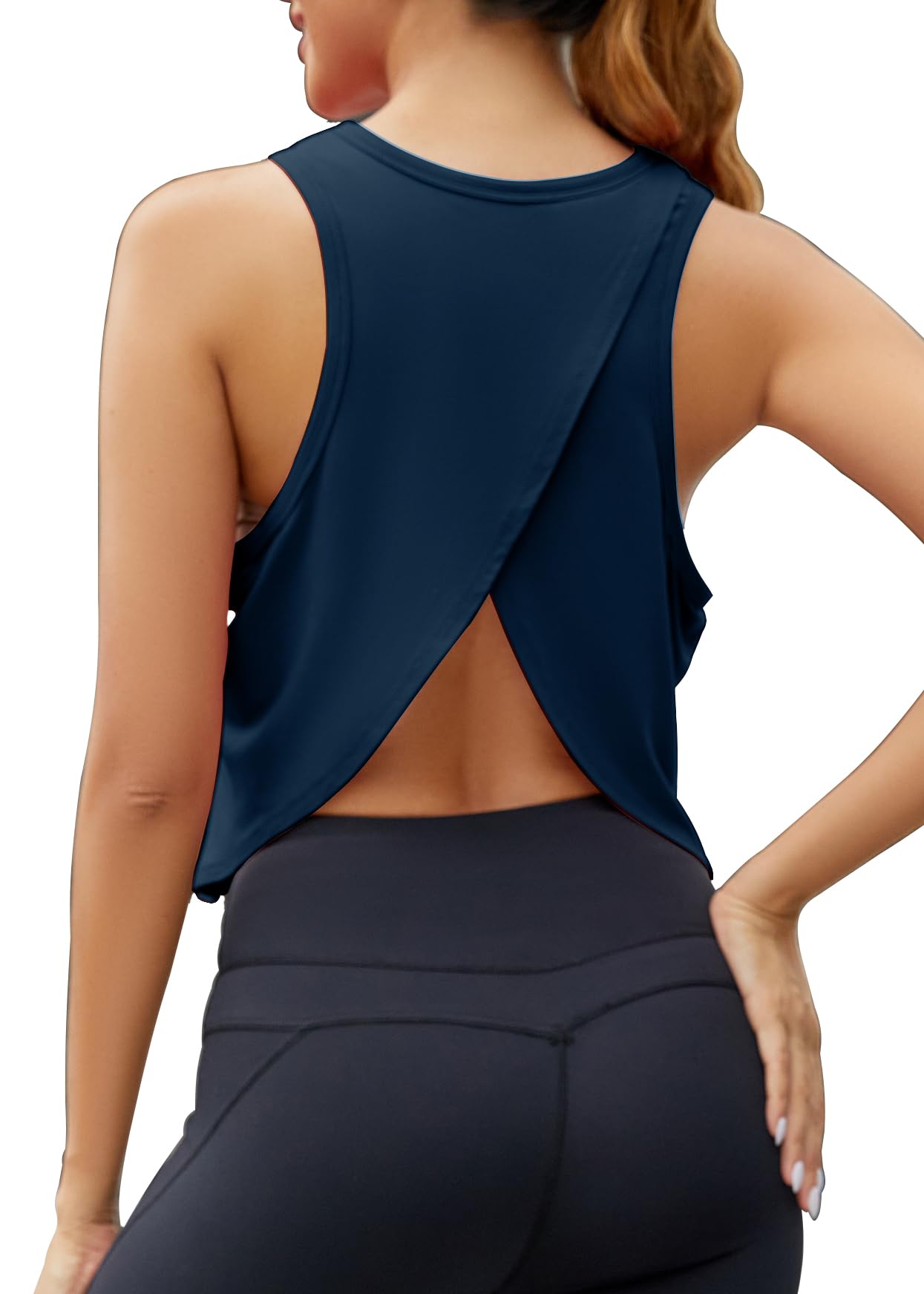 Mippo Cropped Open Back Workout Tank Top