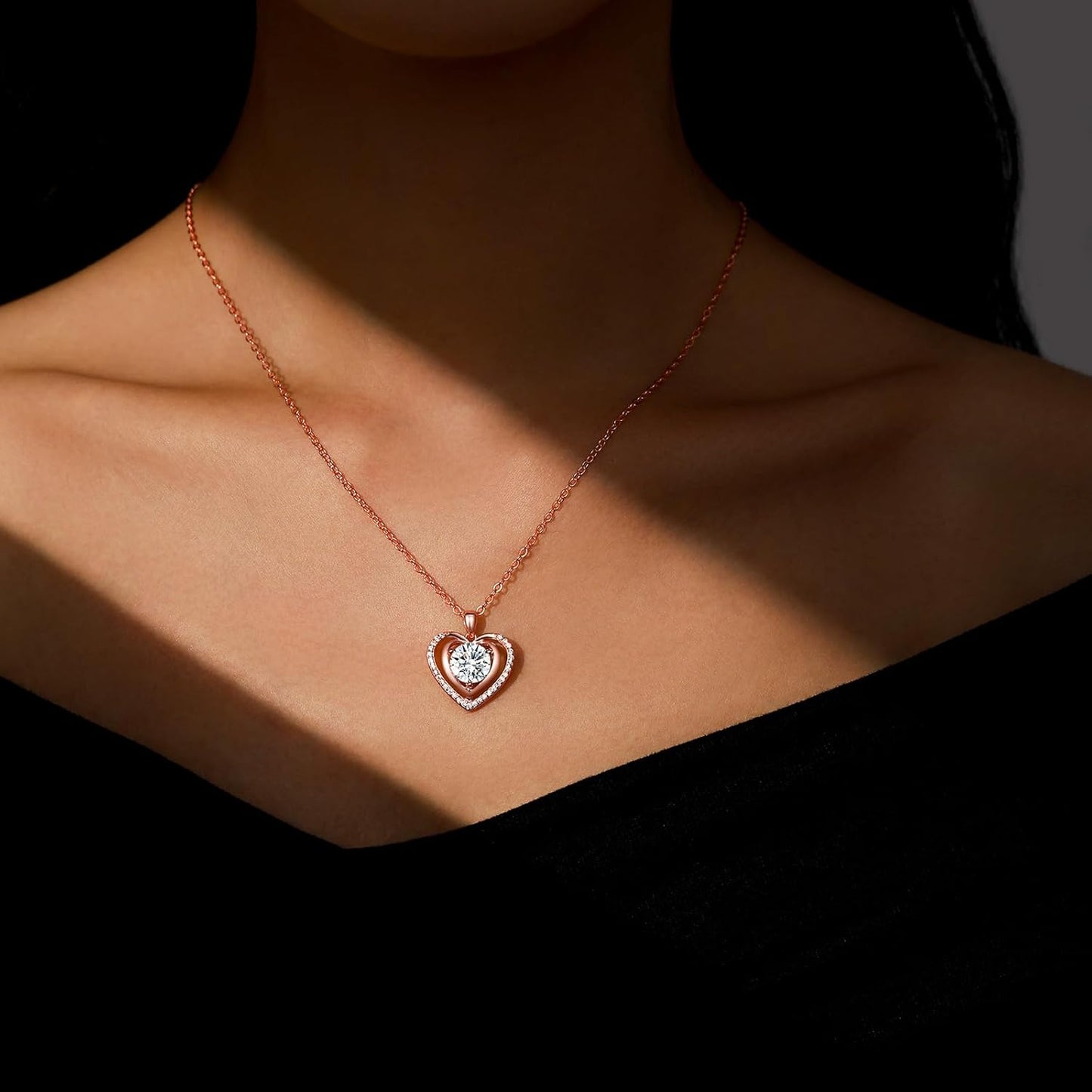 2.0 Ct Heart Necklace & Moissanite Earrings Set