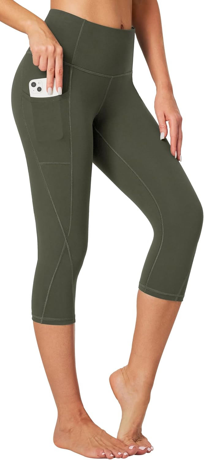 Heathyoga Women’s Capri Leggings with Pockets