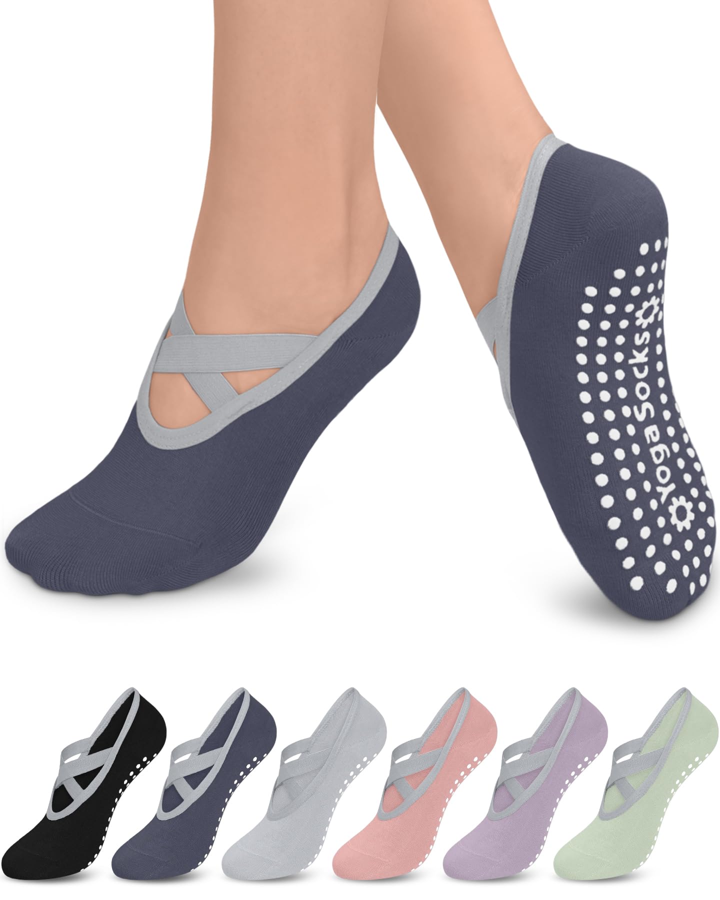 6 Pairs Women’s Non-Slip Pilates & Yoga Socks