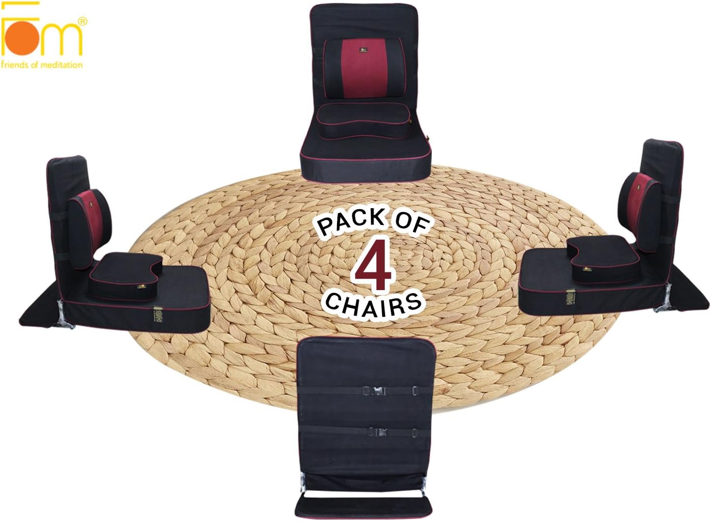 Extra Large Meditation Chair, Black (4-Pack)