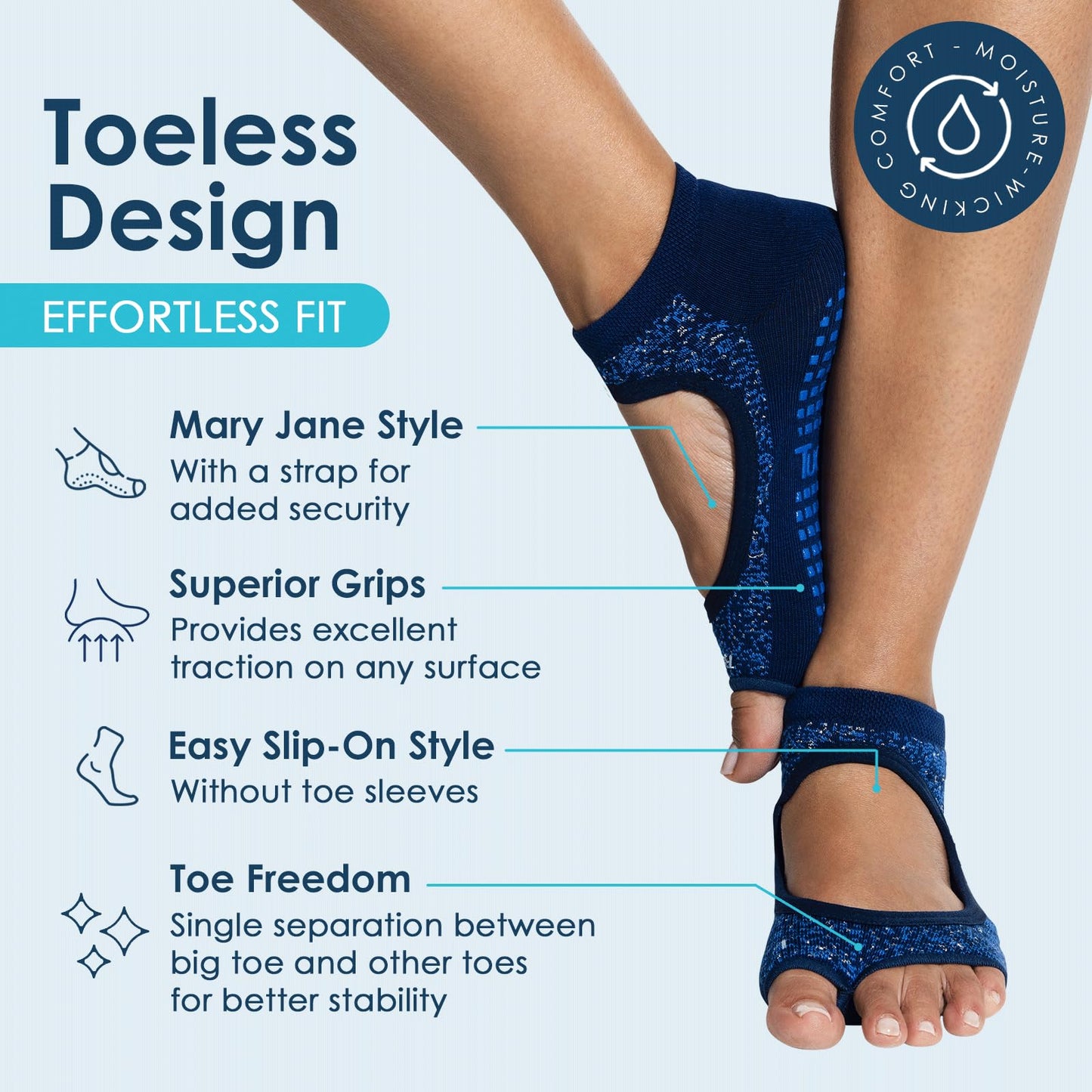Tucketts Toeless Grip Pilates Socks for Women