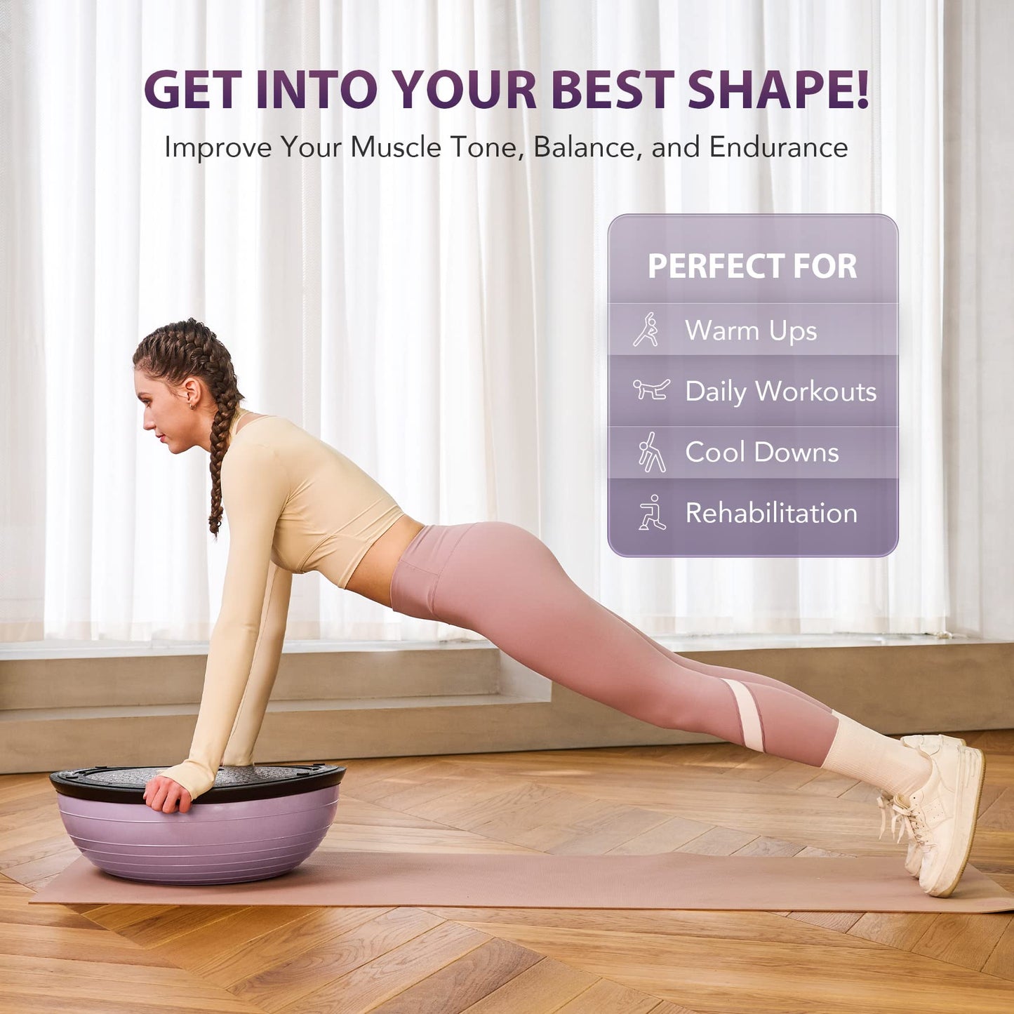 ZELUS Balance Ball Trainer with Resistance Bands