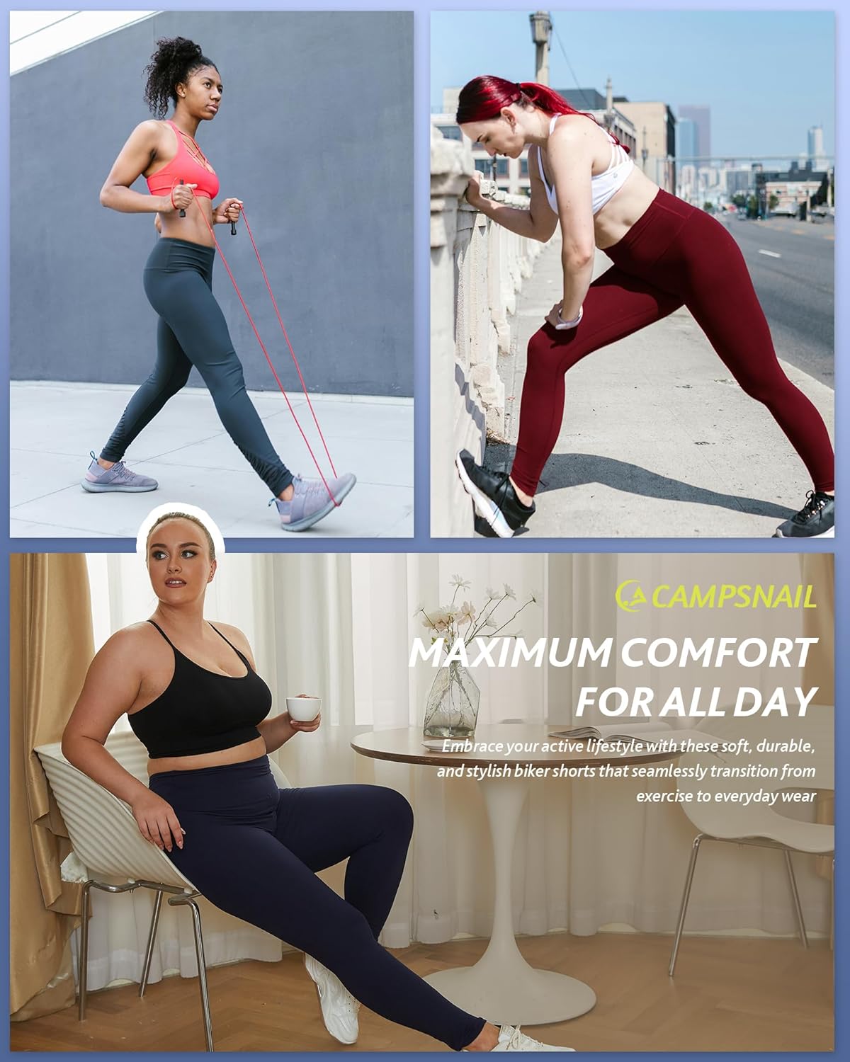 CAMPSNAIL 4-Pack Women’s High Waisted Leggings