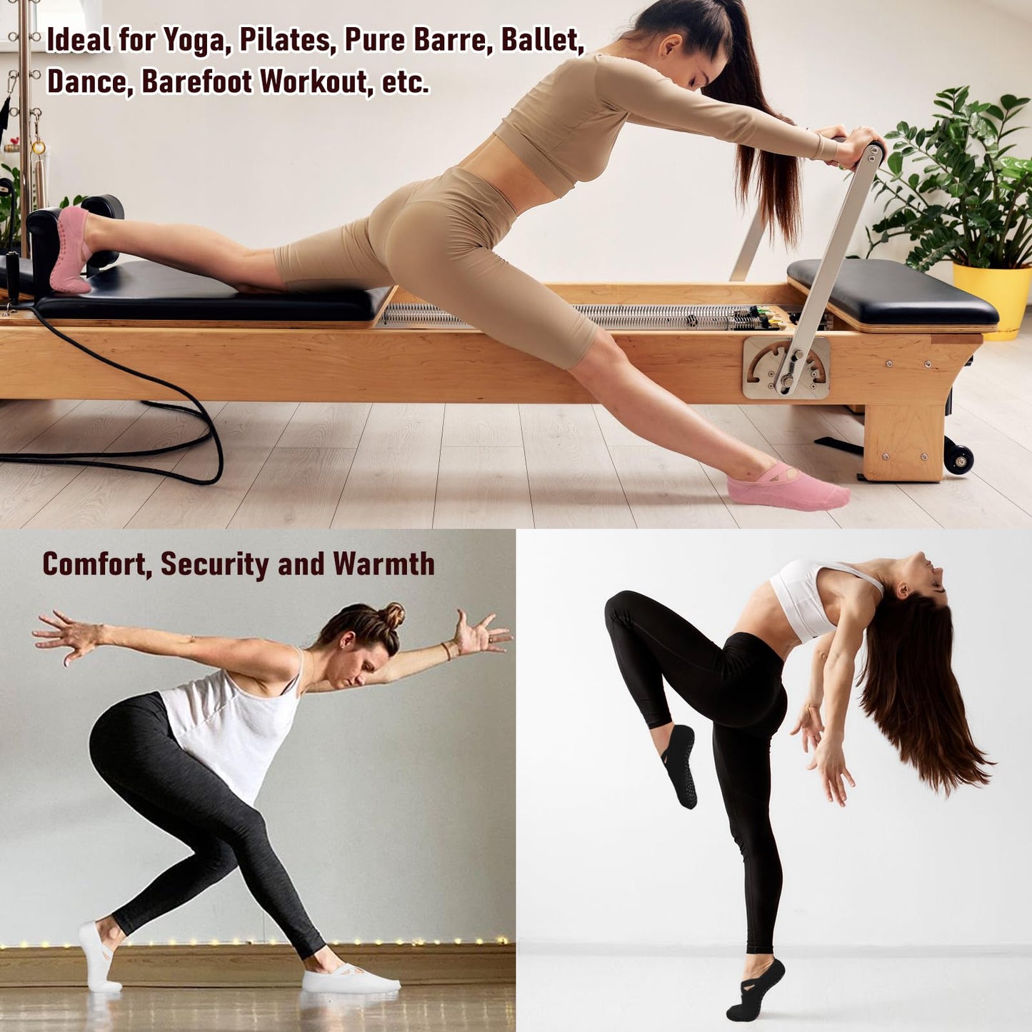 YeuG Non-Slip Pilates Socks for Women (4/6 Pairs)