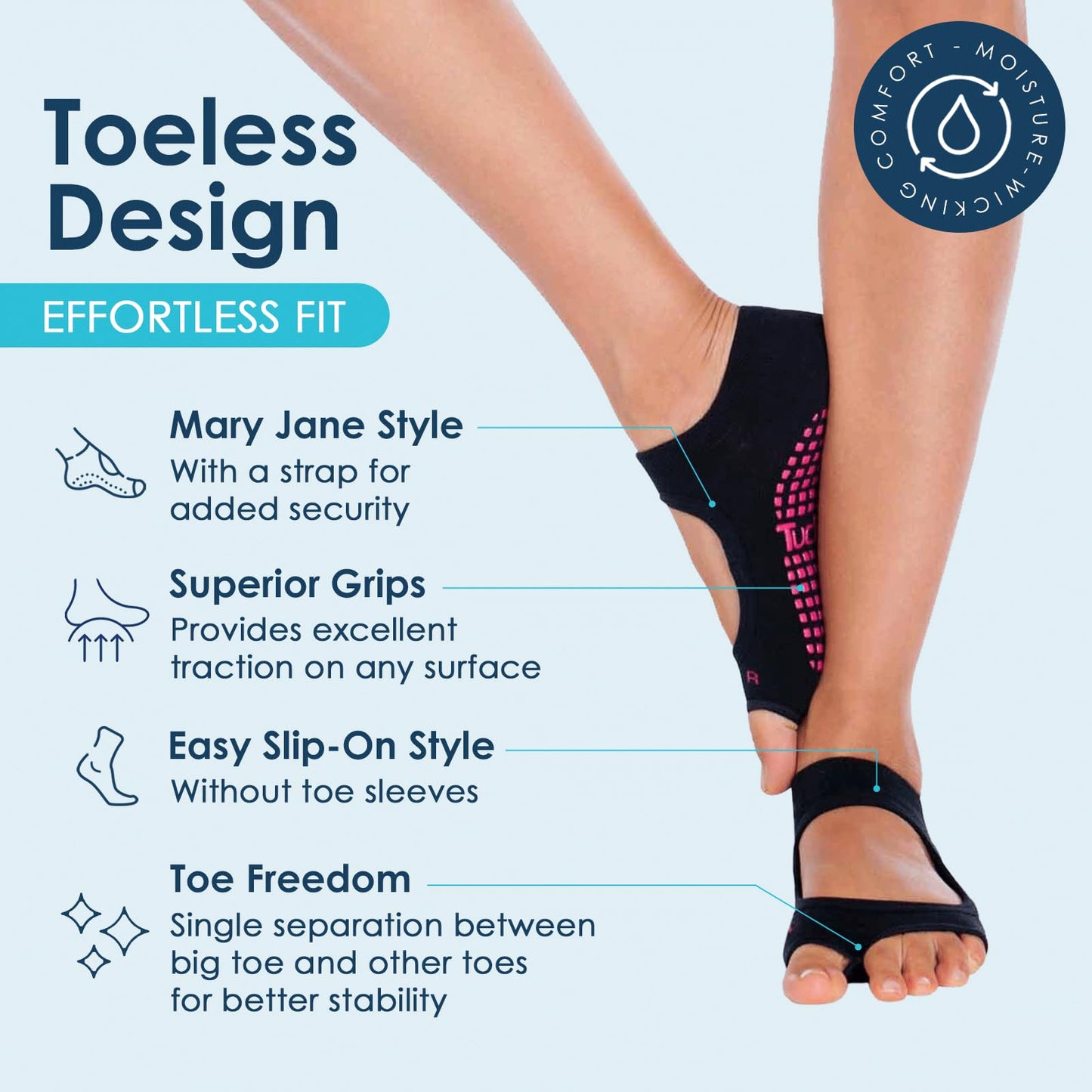 Tucketts Toeless Grip Pilates Socks for Women