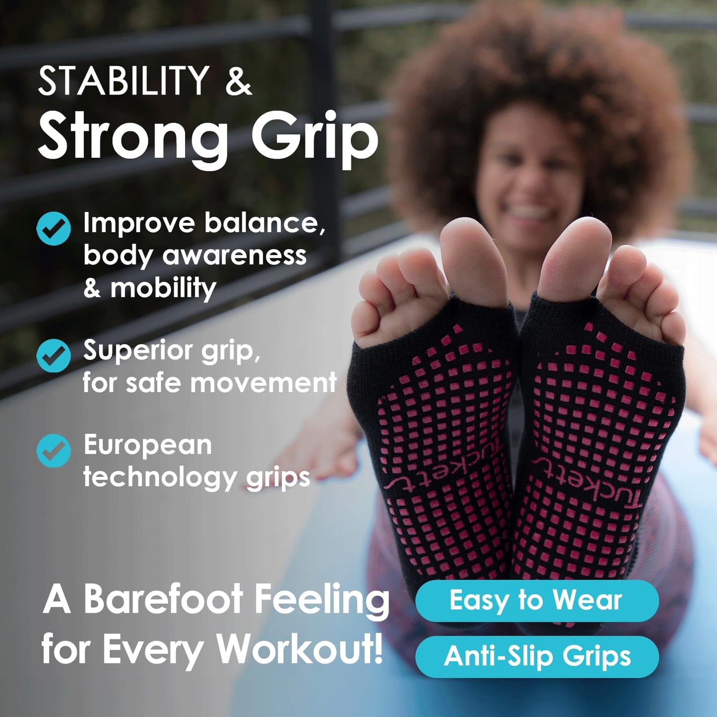 Tucketts Toeless Grip Pilates Socks for Women