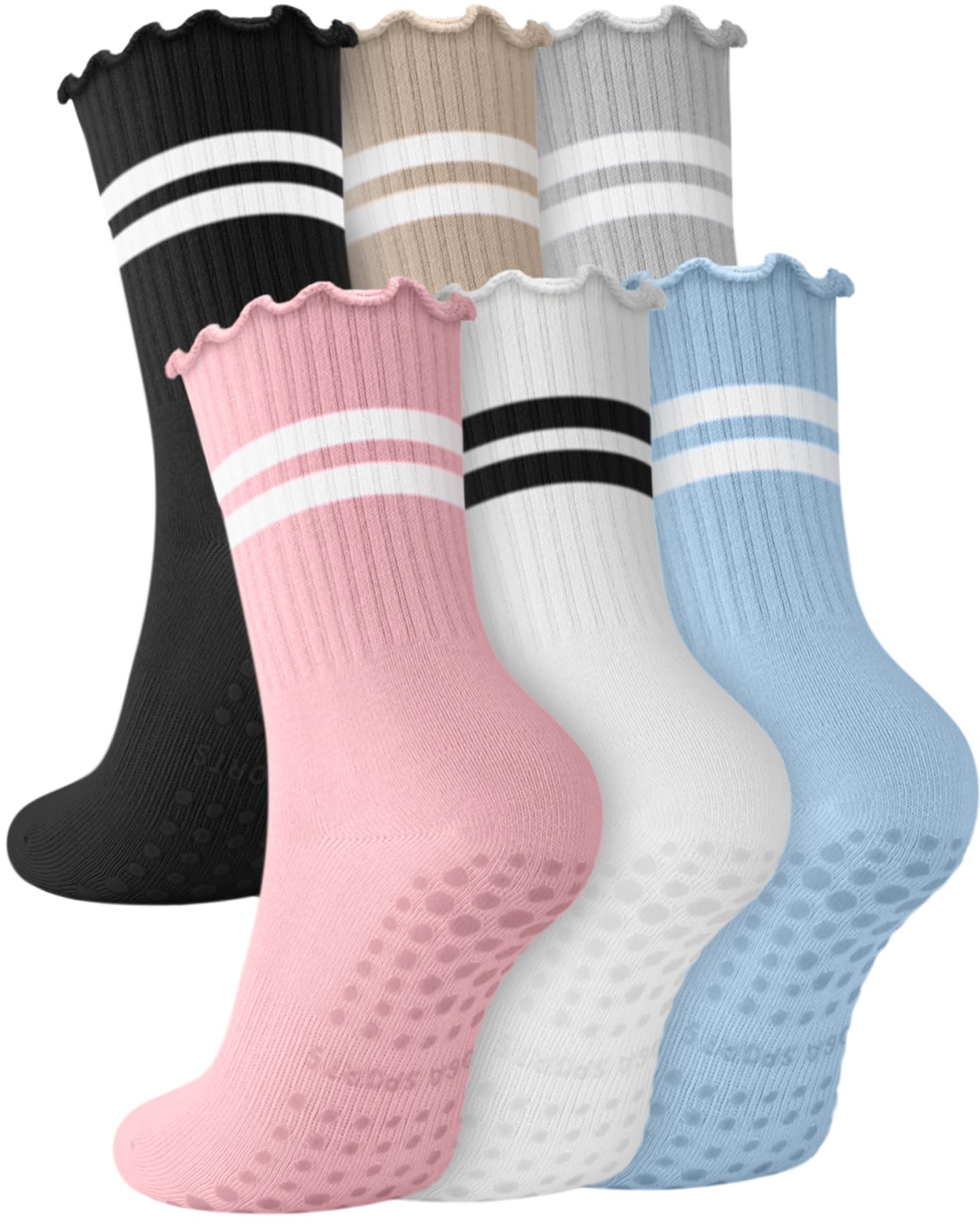 6 Pairs Women’s Non-Slip Pilates & Yoga Socks