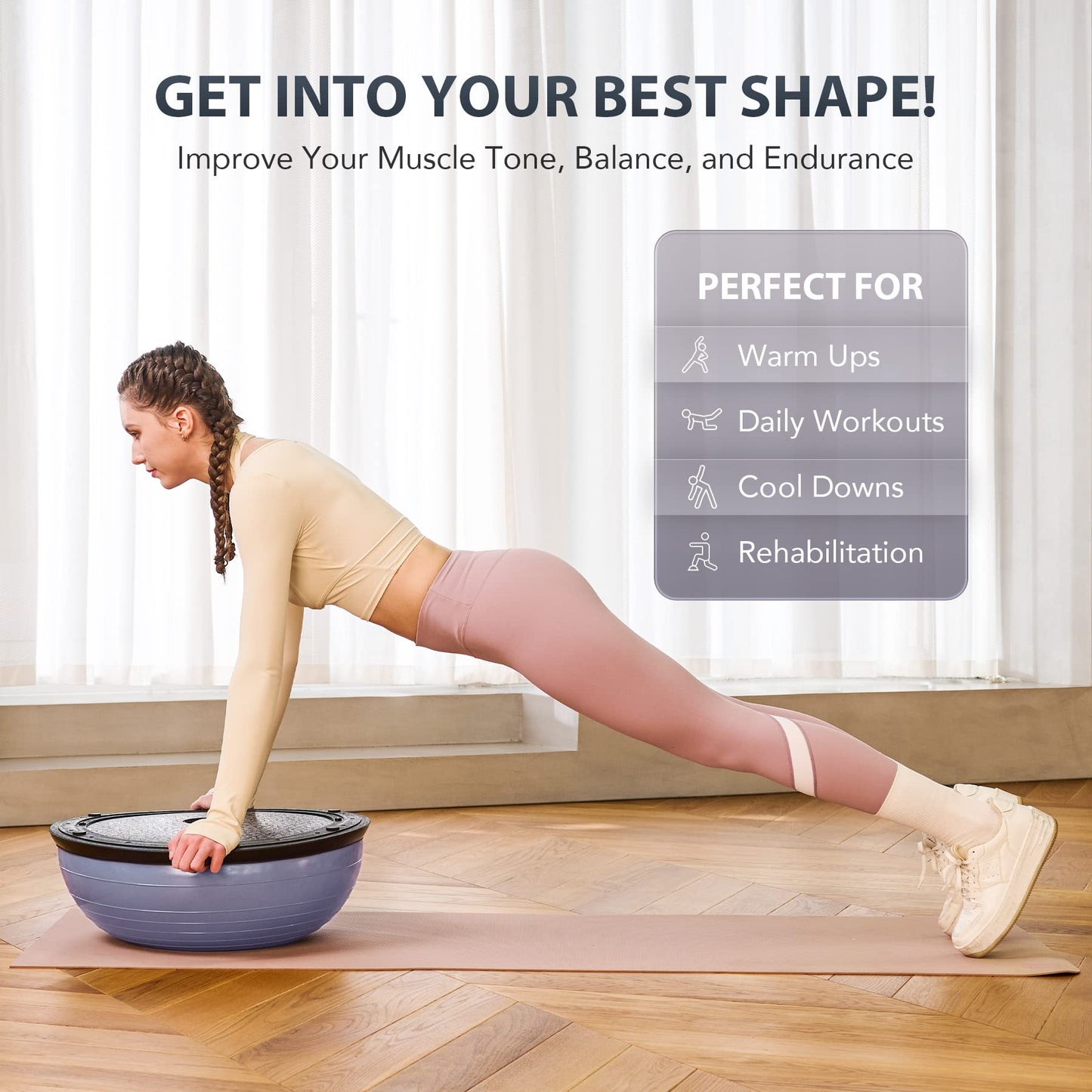 ZELUS Balance Ball Trainer with Resistance Bands