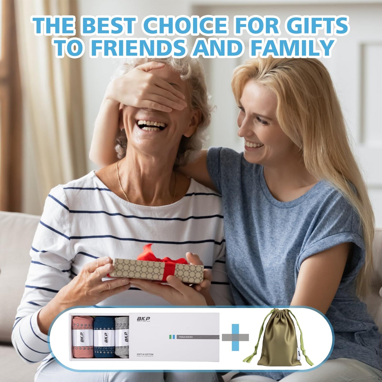 BKP Non-Slip Yoga & Pilates Grip Socks for Women