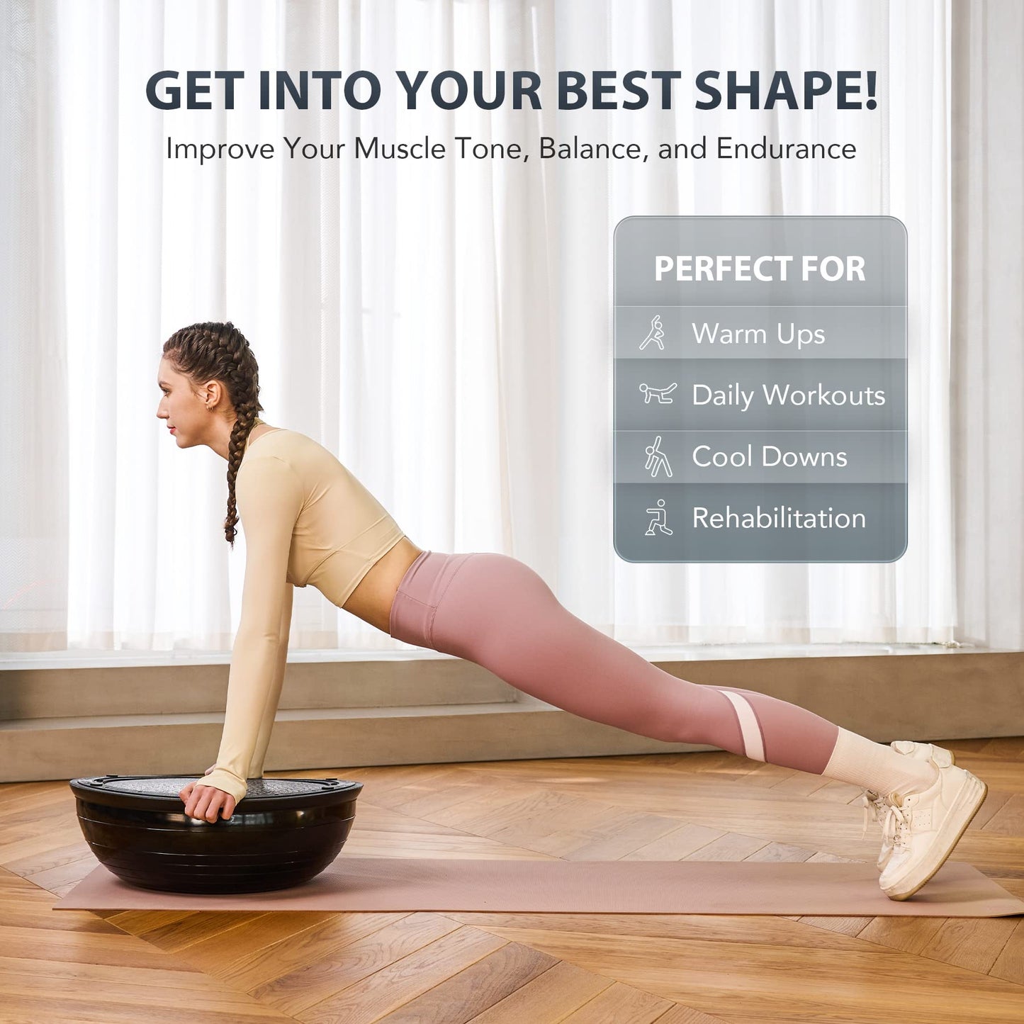 ZELUS Balance Ball Trainer with Resistance Bands