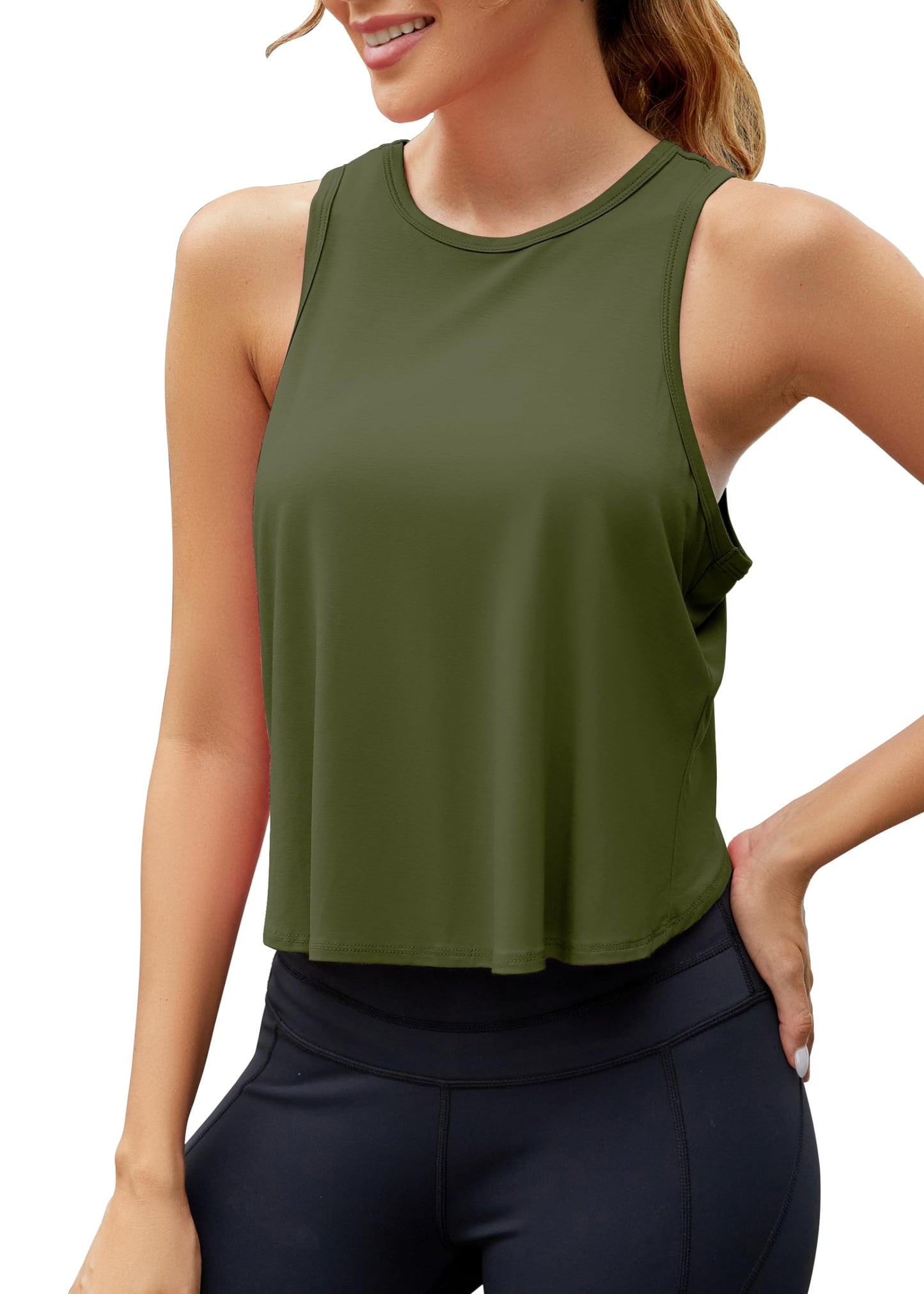 Mippo Cropped Open Back Workout Tank Top