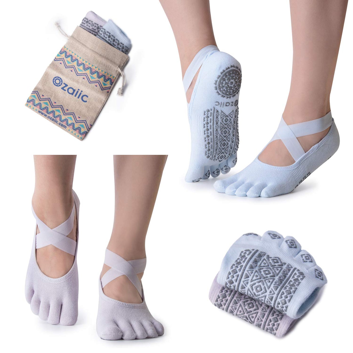 Ozaiic Women’s Non-Slip Yoga Socks with Grips