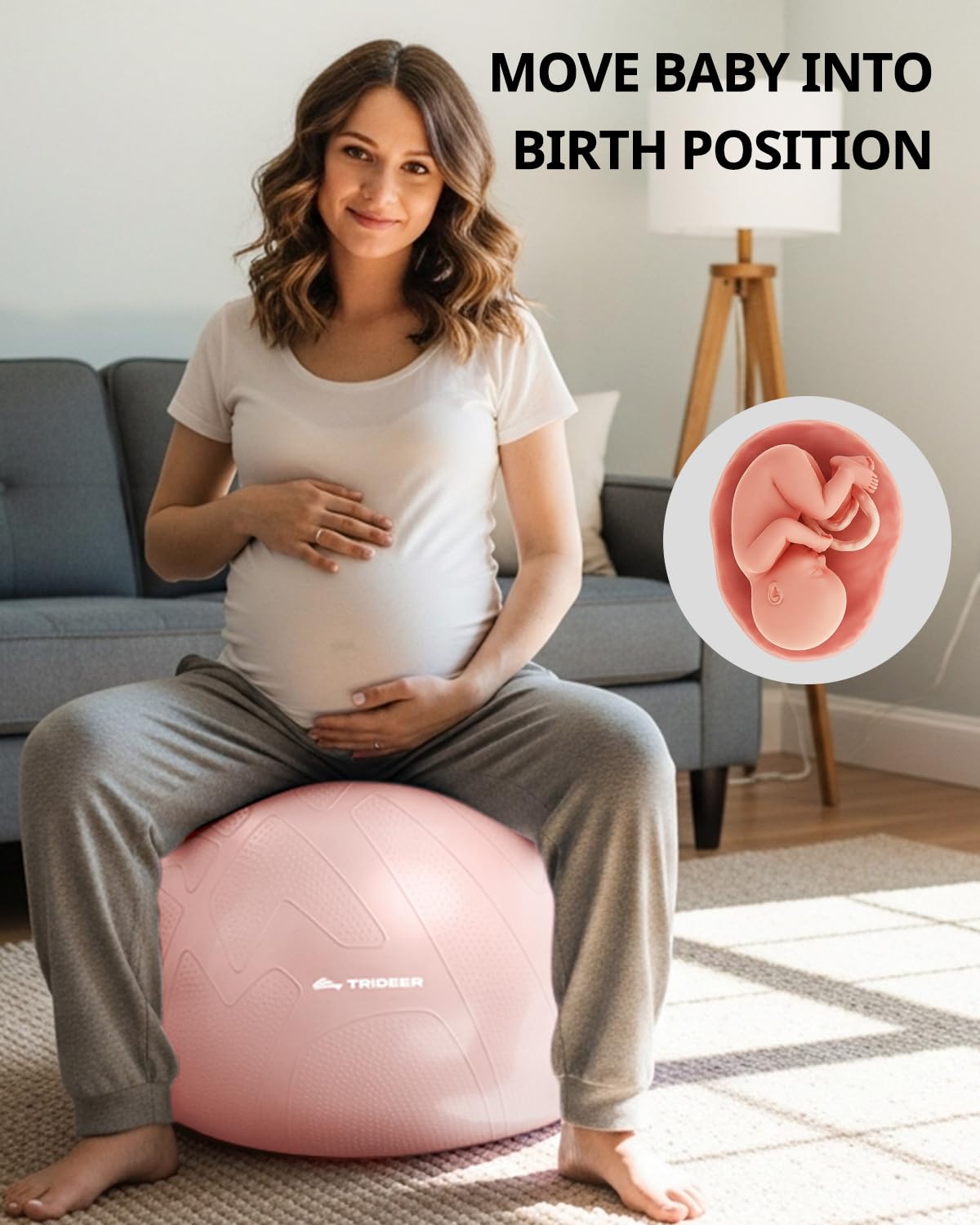 Trideer Pregnancy Yoga Ball – 440LB Anti-Burst, Non-Slip