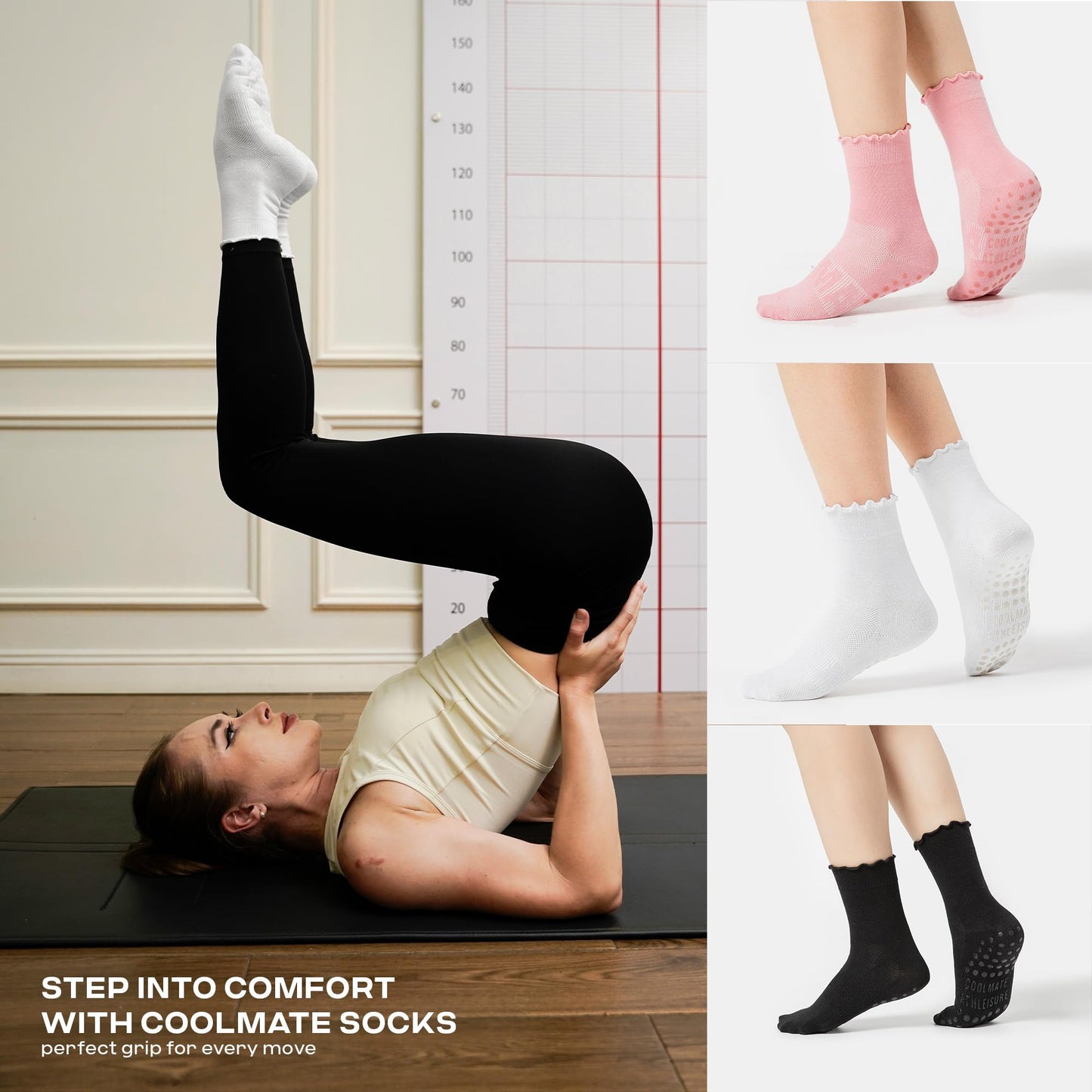 CoolMate Women’s Non-Slip Pilates Yoga Socks