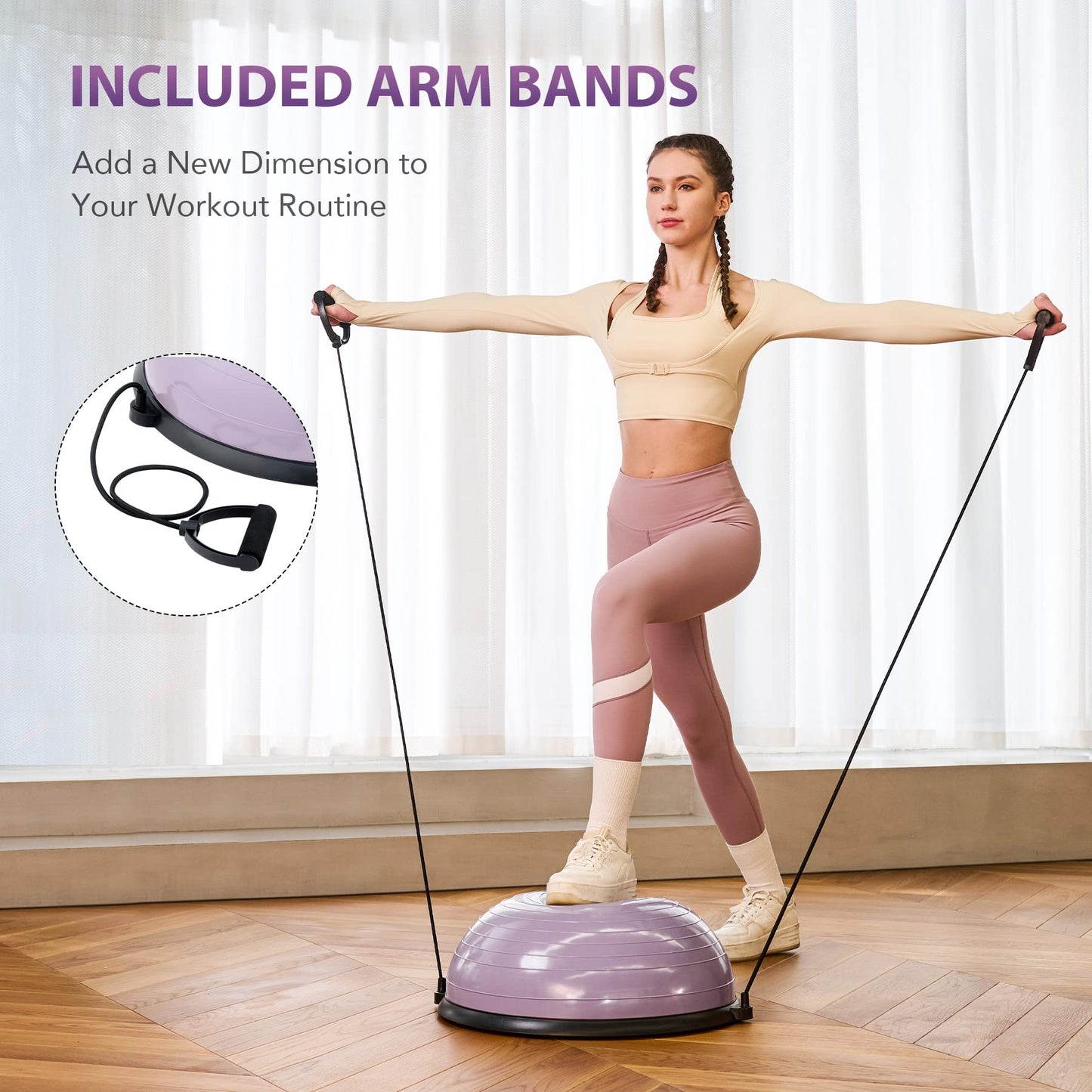 ZELUS Balance Ball Trainer with Resistance Bands