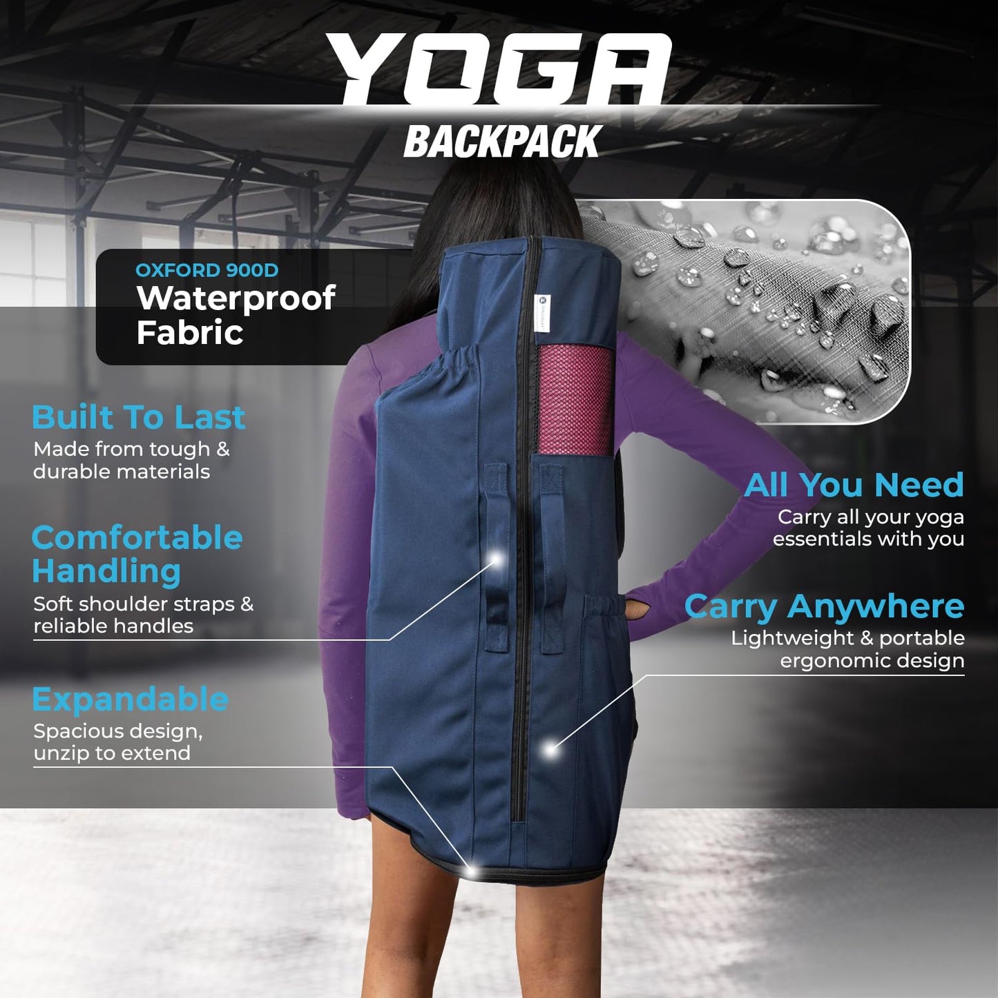 MAGNILAY Yoga Mat Bag with Adjustable Strap & Pockets