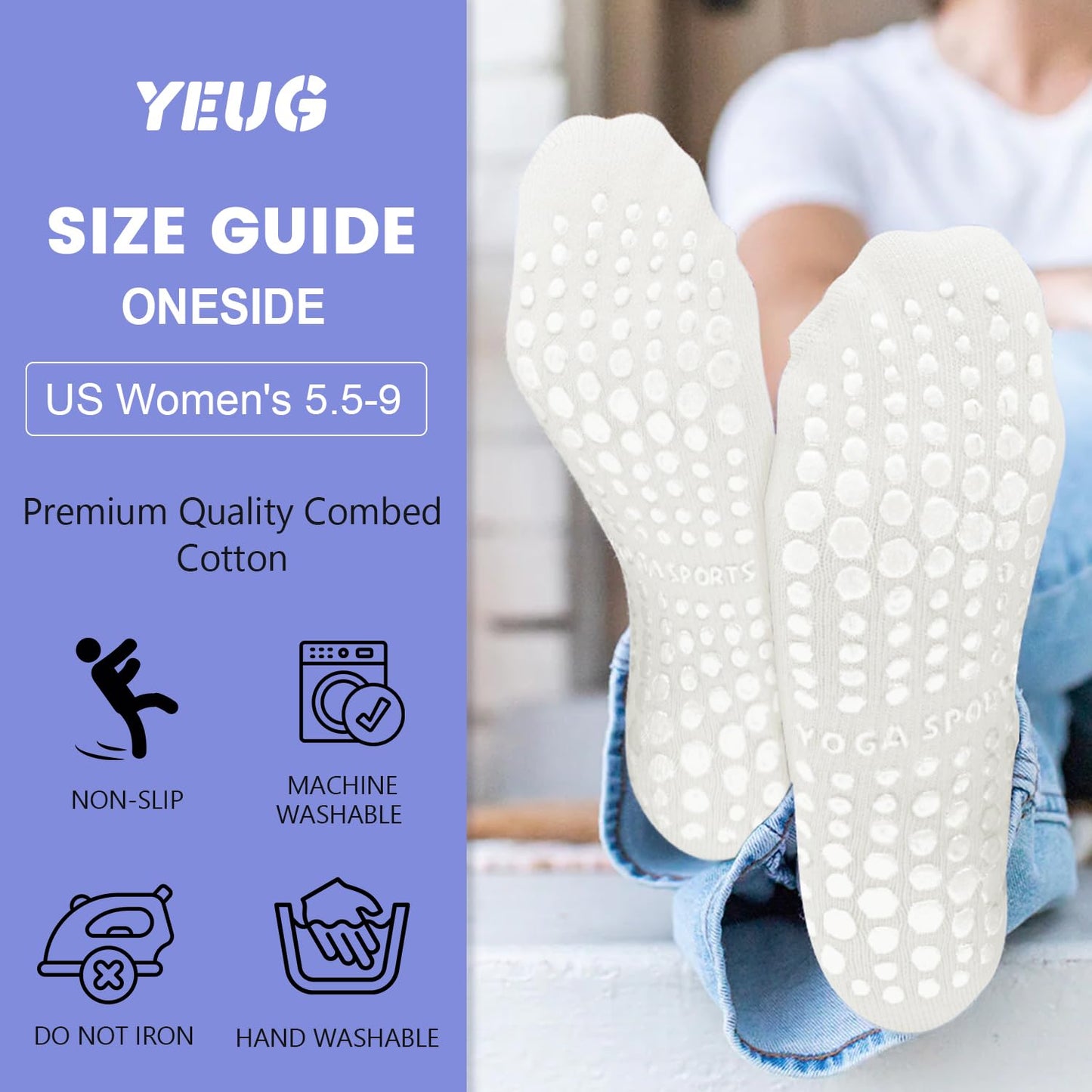 YeuG Non-Slip Pilates Socks for Women (4/6 Pairs)